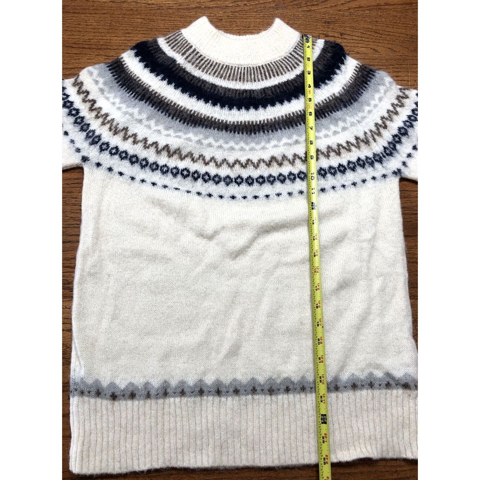 J.Crew J.CREW Sweater Ivory Navy Fair Isle Yoke Puff-Sleeve Womens Tag XS Size XS / US 0-2 / IT 36-38 - 7 Thumbnail