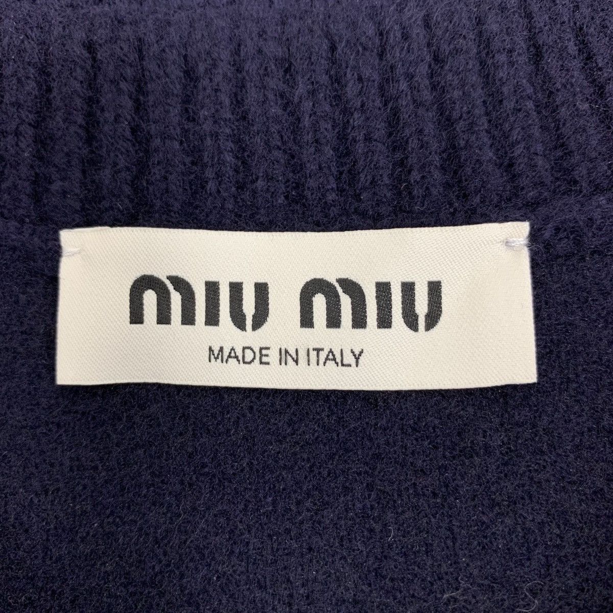 Miu Miu MiuMiu Navy Logo Embroidered Short Sleeve Knit Dress K26WX Size XS / US 0-2 / IT 36-38 - 6 Thumbnail