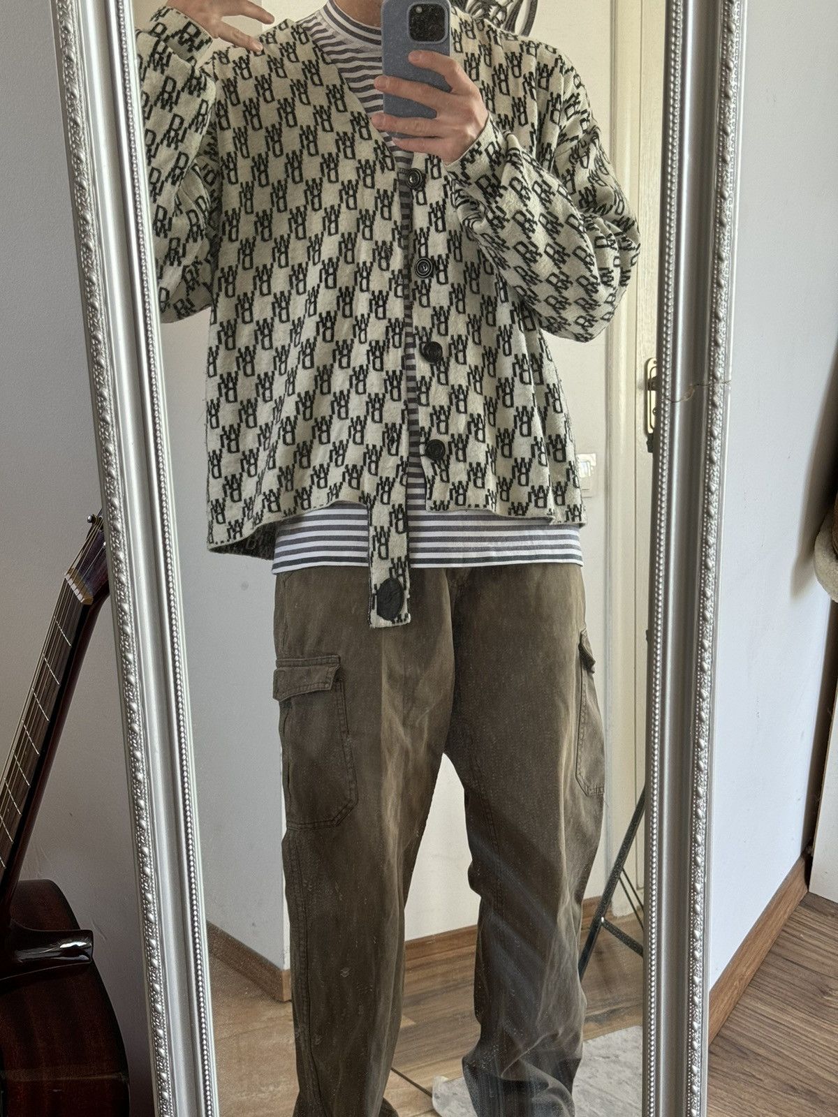 WE11DONE Welldone We11done Monogram Buttoned Wool Cardigan Size US XL / EU 56 / 4 - 10 Thumbnail