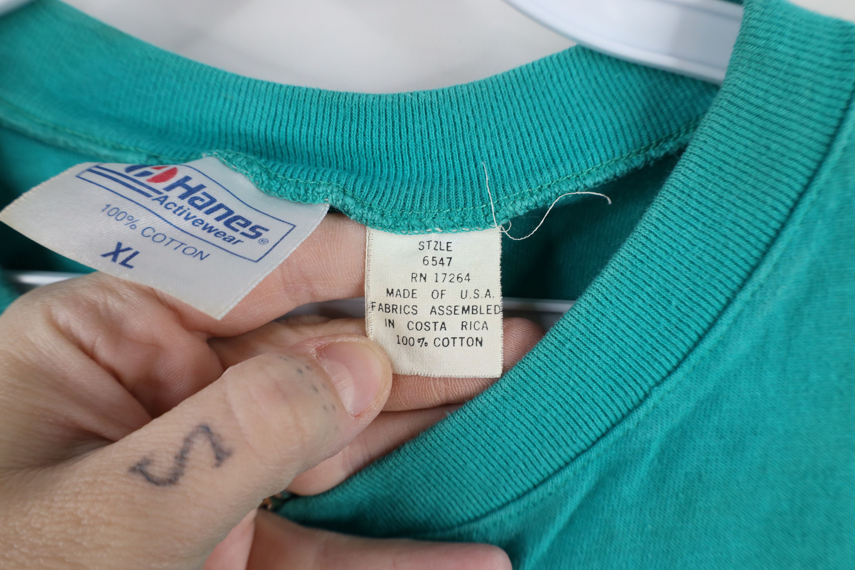 Hanes × Vintage Vintage 80s 90s Hanes Blank Cotton Henley T-Shirt Teal Size US XL / EU 56 / 4 - 10 Thumbnail
