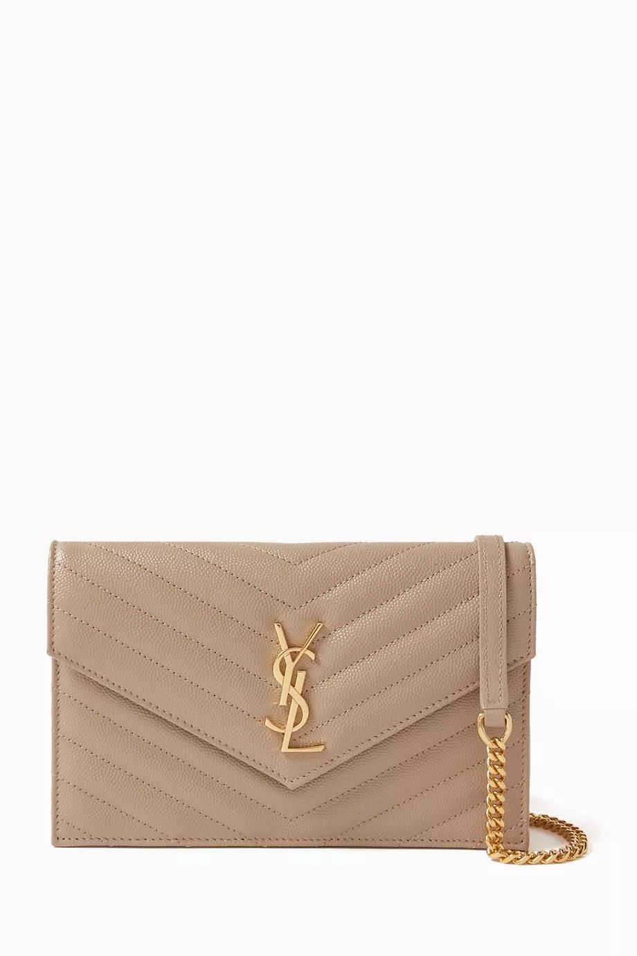 Saint Laurent Paris o1tp1o1224 Size: OS/Cassandre Envelope Chain Wallet in Beige Size ONE SIZE - 1 Thumbnail