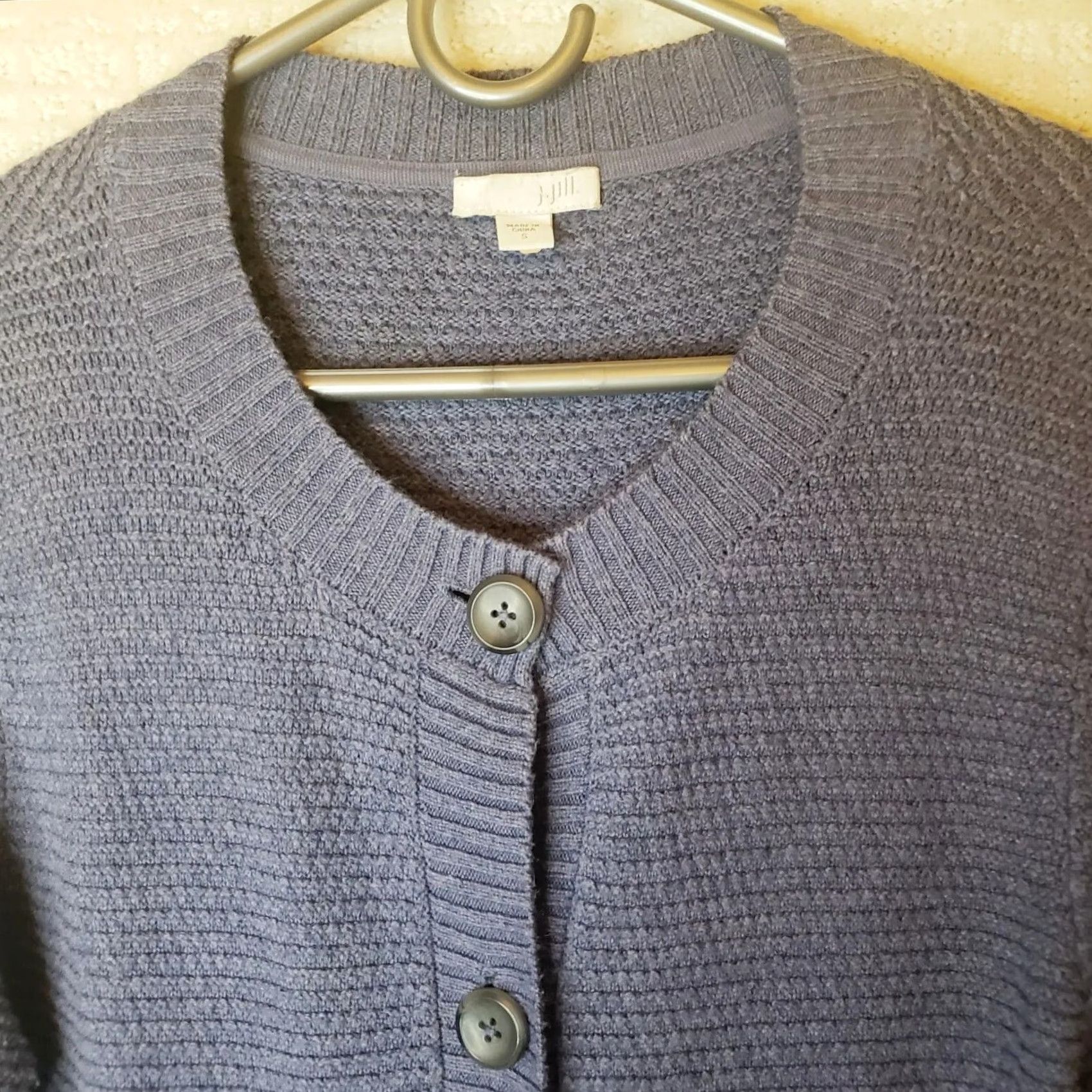 J. Jill J. Jill Women's S Cardigan Sweater Long Sleeve V-Neck Blue Pockets Button Front Knit Size S / US 4 / IT 40 - 4 Thumbnail