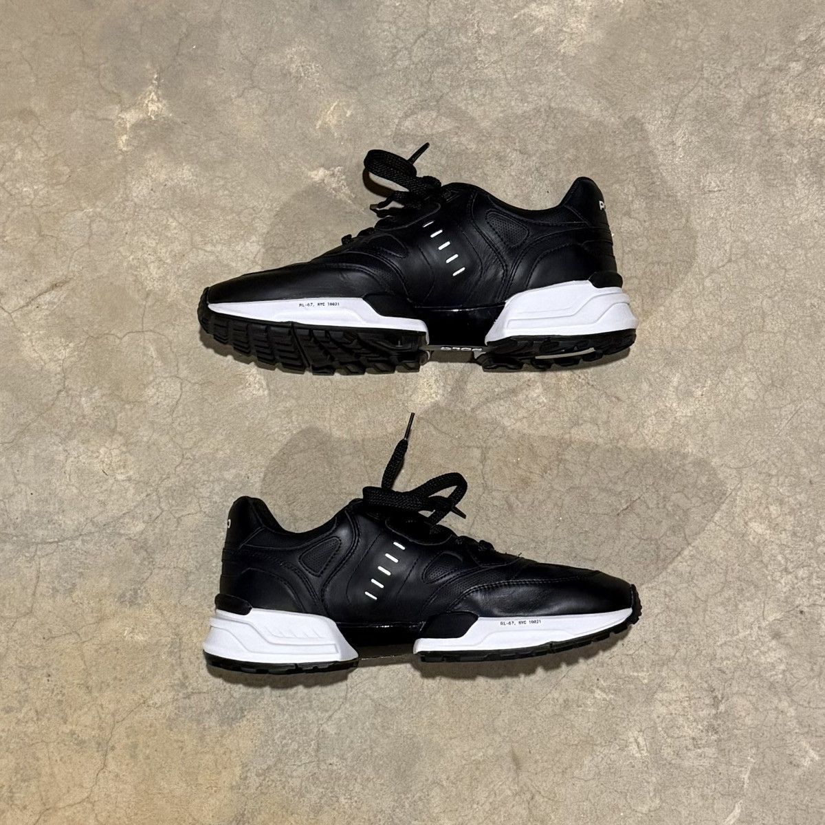 Polo Ralph Lauren Polo Ralph Lauren Pony Black Leather Jogger Sneakers US 10.5 Size US 10.5 / EU 43-44 - 4 Thumbnail