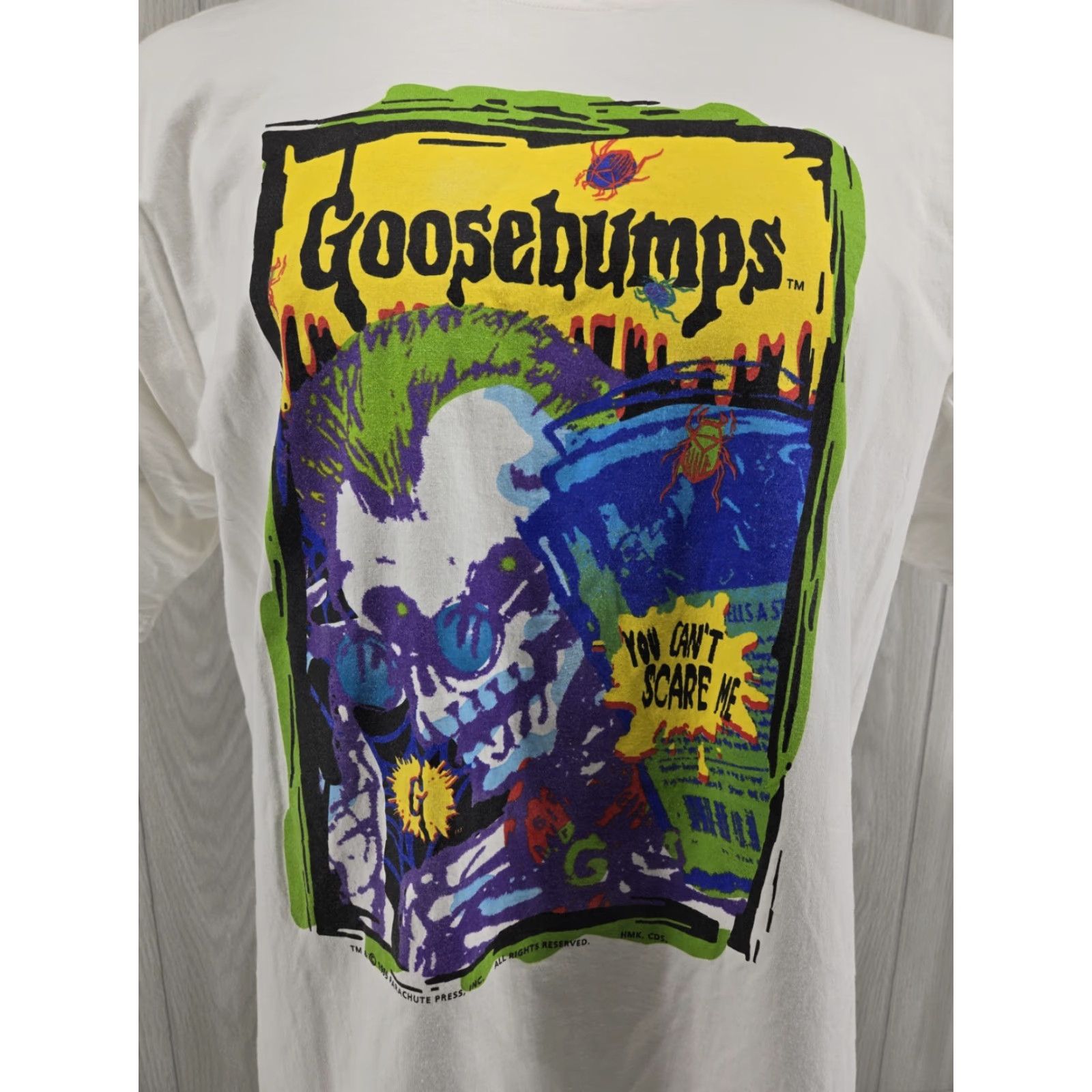 Vintage VINTAGE Goosebumps Shirt XL You Can’t Scare Me Parachute Press #1 1995 90s Halloween Horror Skull Tim Jacobus Mens Shirt Scary Vintage Size US XL / EU 56 / 4 - 3 Thumbnail