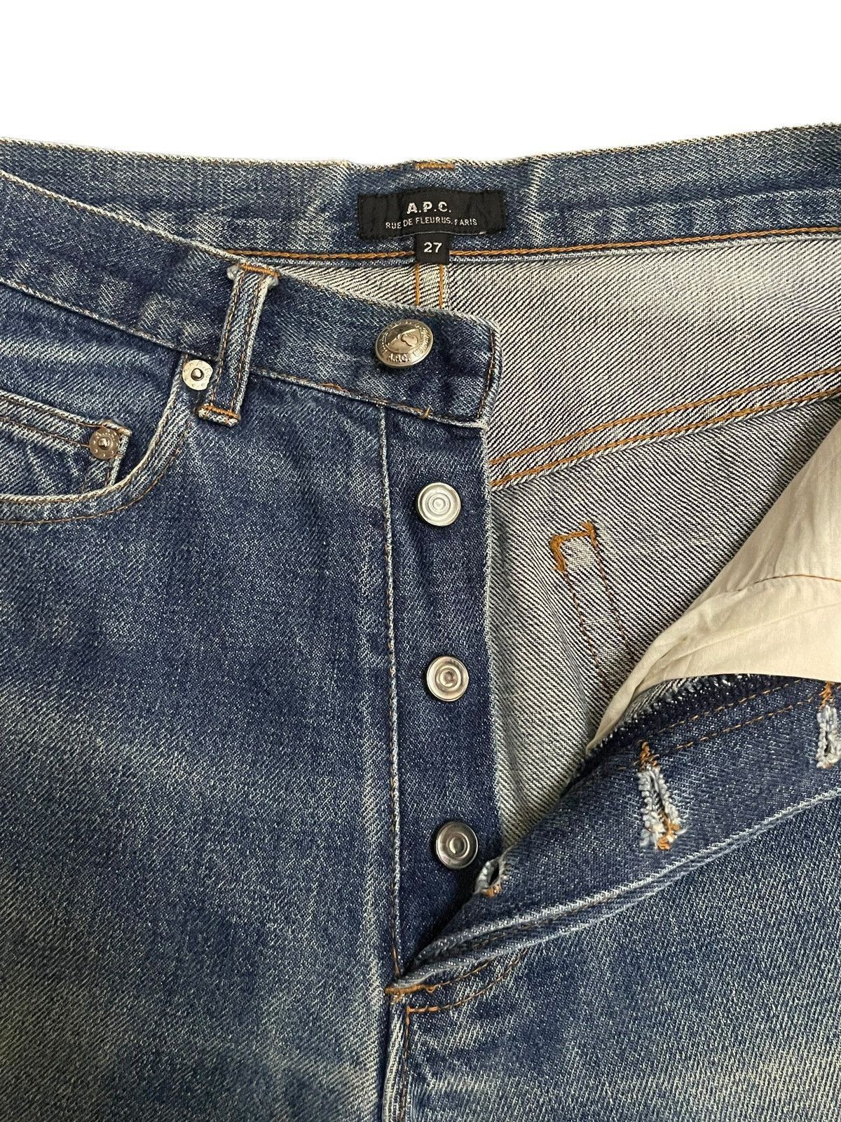 A.P.C. Vintage A.P.C Selvedge Blue Wash Loose Fit Distressed Jeans Size US 27 - 12 Thumbnail