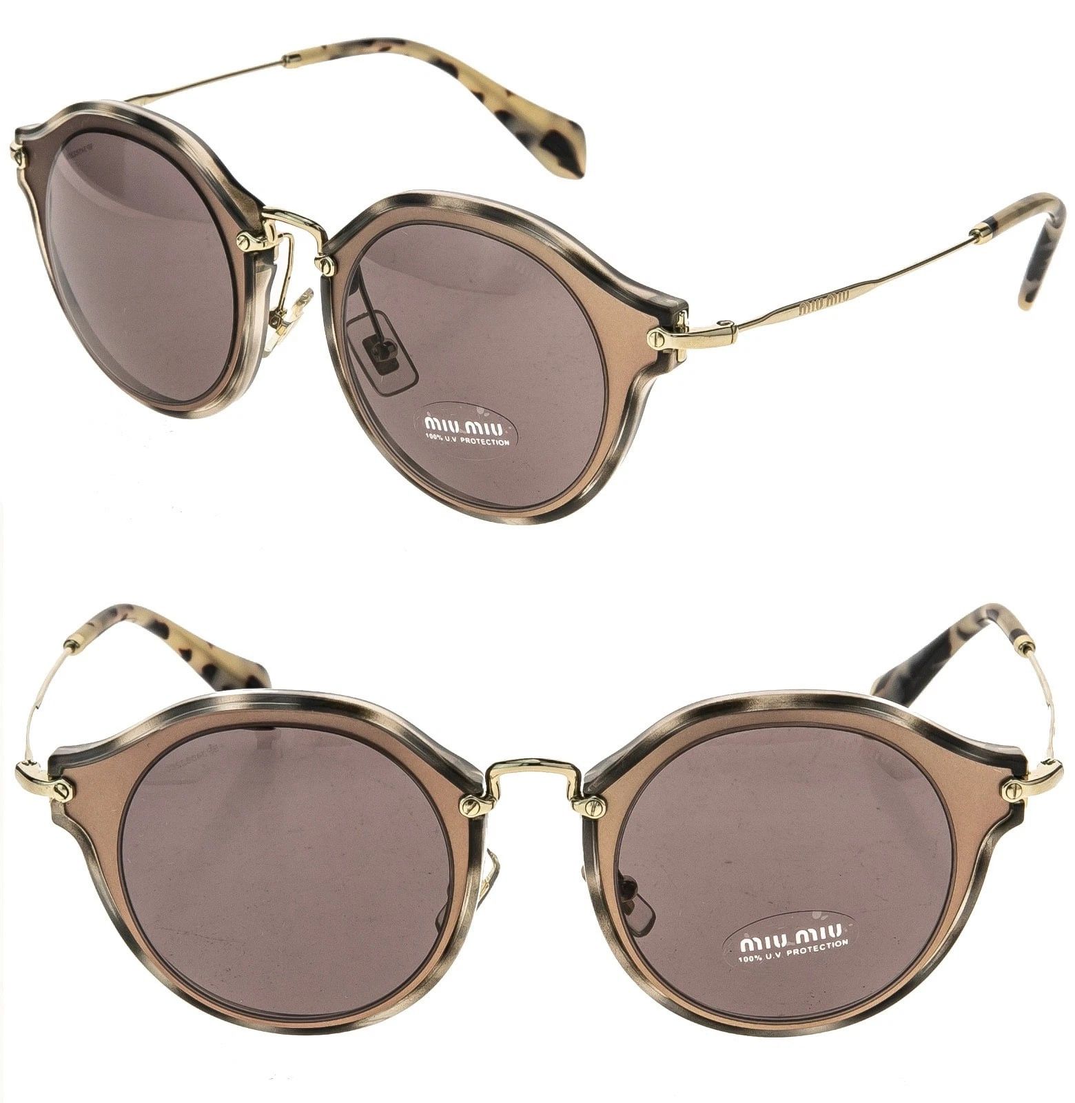 Miu Miu MIU MIU MU51SS NOIR 51S Sand Havana Rose Gold Sunglasses Size ONE SIZE - 1 Thumbnail