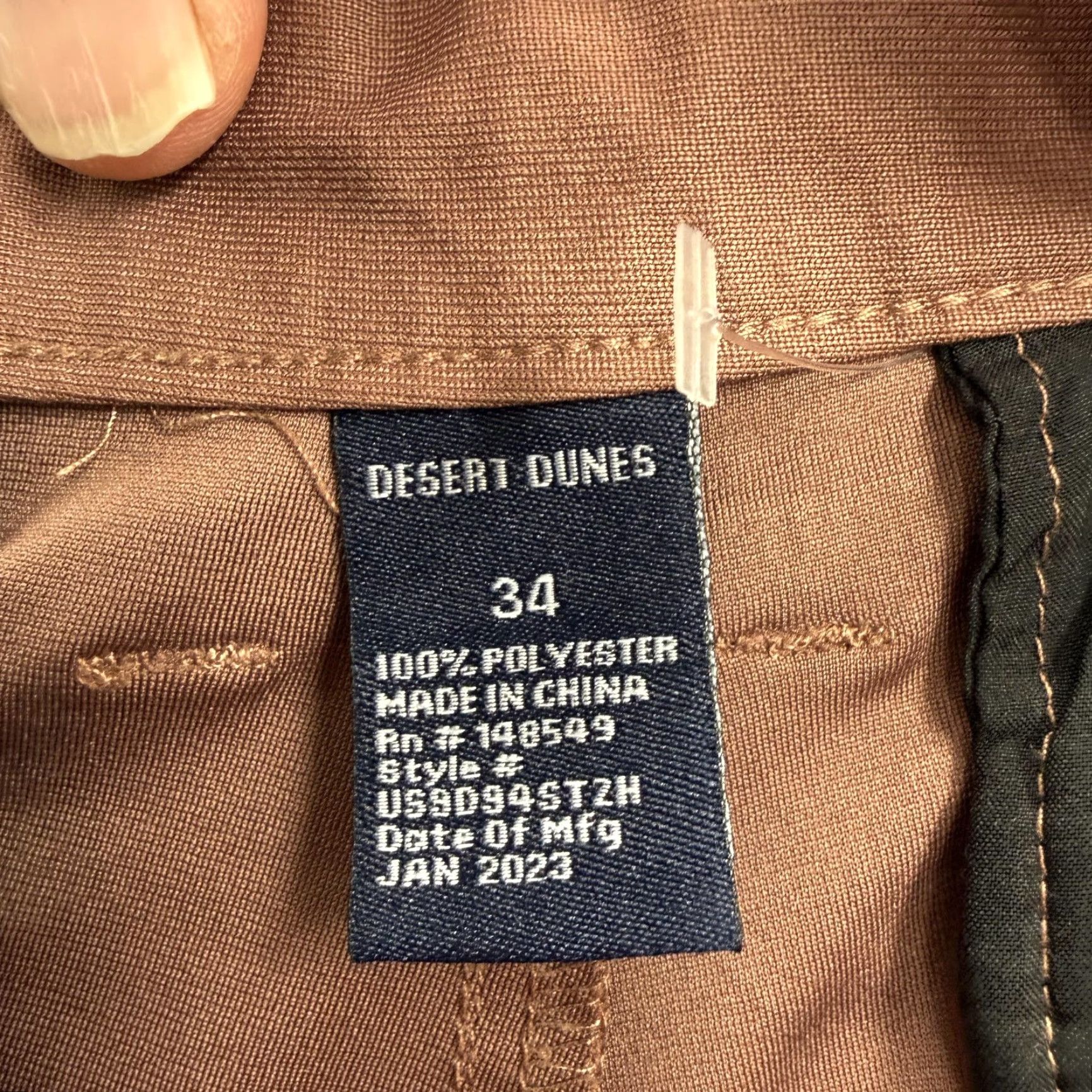 Vintage Desert Dunes Mens Chino Shorts 34 Brown Flat Front 7 Inseam Casual Summer Golf Pocket Size US 34 / EU 50 - 3 Thumbnail