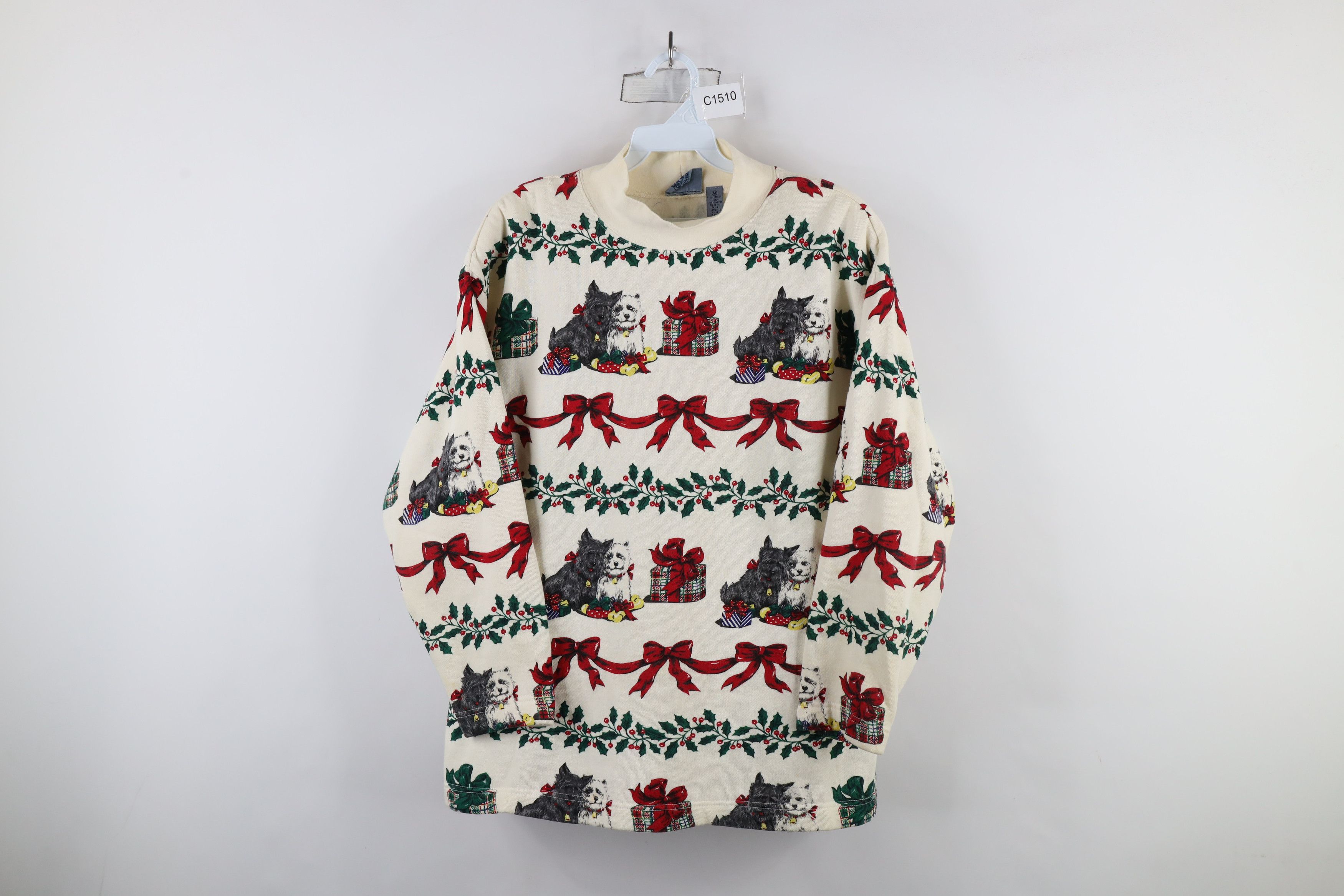 Vintage Vintage 90s Streetwear All Over Print Mock Neck Sweatshirt Size M / US 6-8 / IT 42-44 - 1 Thumbnail