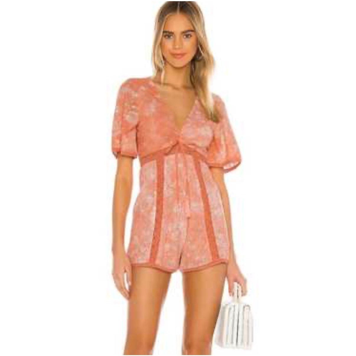 REVOLVE Revolve Tularosa Monroe Eyelet Romper Coral/Orange Tie-Dye,M Size M / US 6-8 / IT 42-44 - 2 Thumbnail