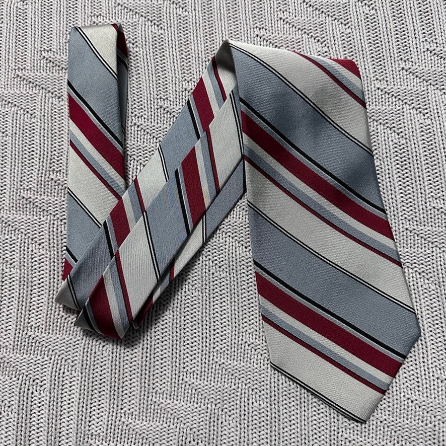 Saks Fifth Avenue Vintage Saks 5th Ave maroon and gray striped silk tie Size ONE SIZE - 1 Thumbnail