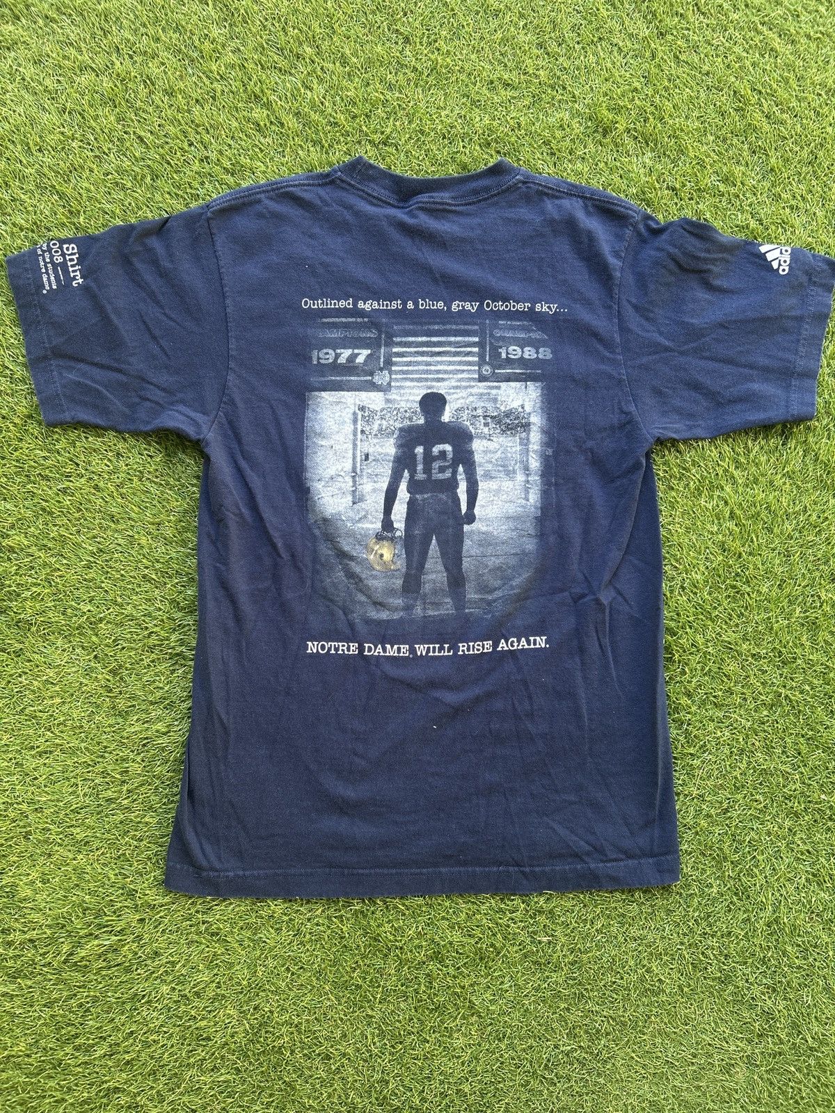 Adidas 2008 Notre Dame Football “Wake Up The Echoes” Adidas T Shirt Size US S / EU 44-46 / 1 - 4 Thumbnail