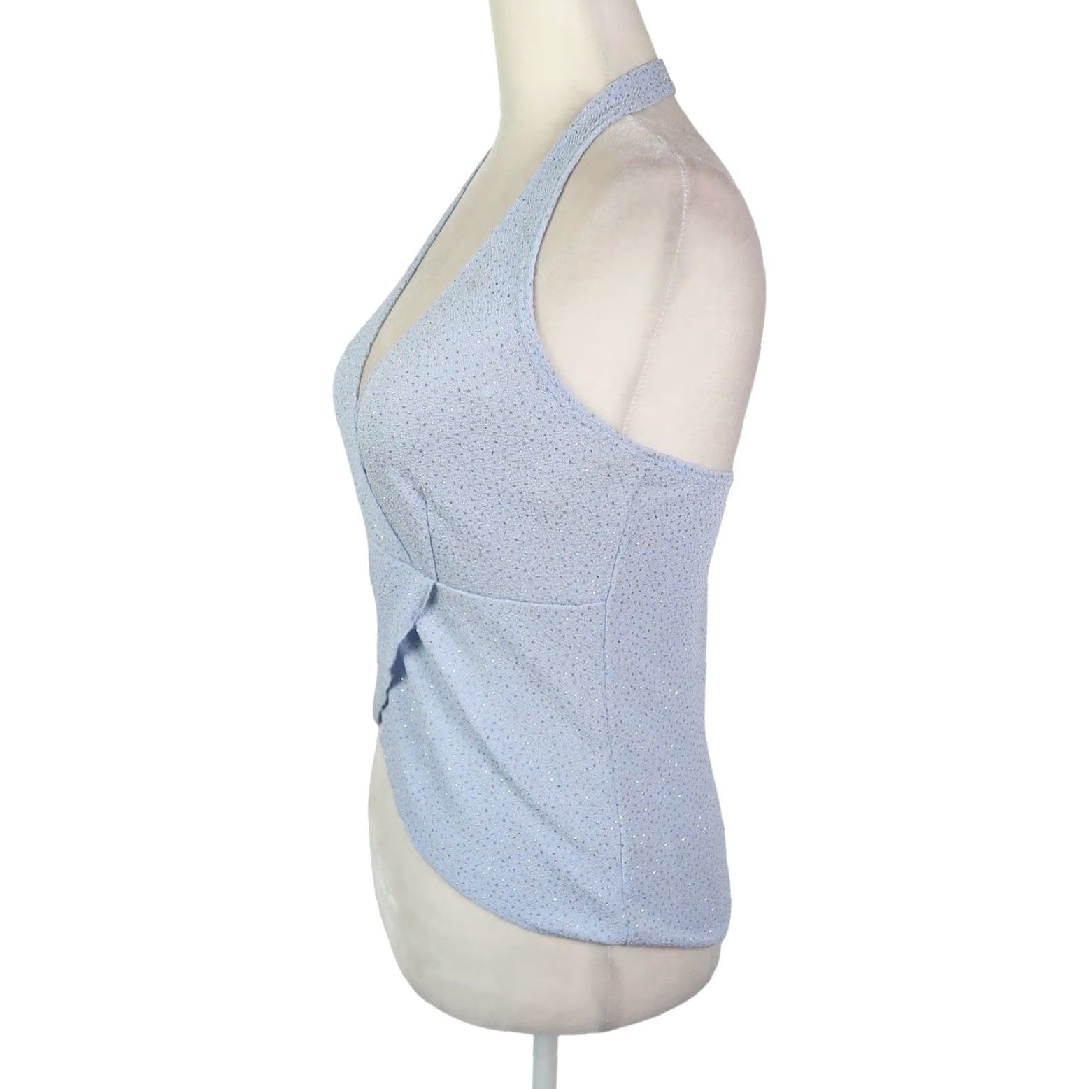 Vintage VINTAGE Rave Tank Top Halter Glitter Silver Light Blue 90s Y2K Party/Cocktail Womens L Sleeveless Women's Size L / US 10 / IT 46 - 4 Thumbnail