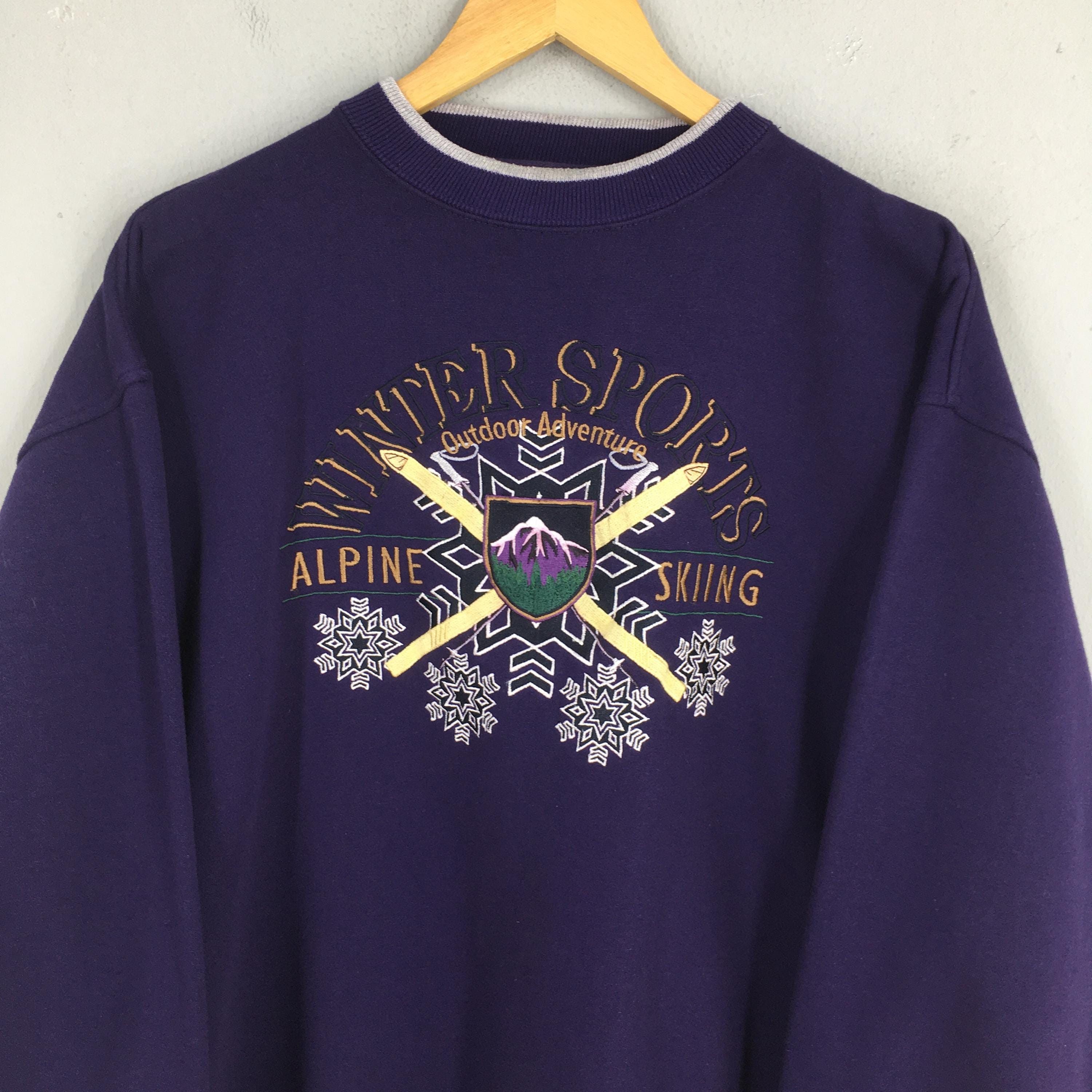 Vintage Vintage Alpine Skiing Mountain Purple Sweatshirts Large Size US L / EU 52-54 / 3 - 2 Thumbnail