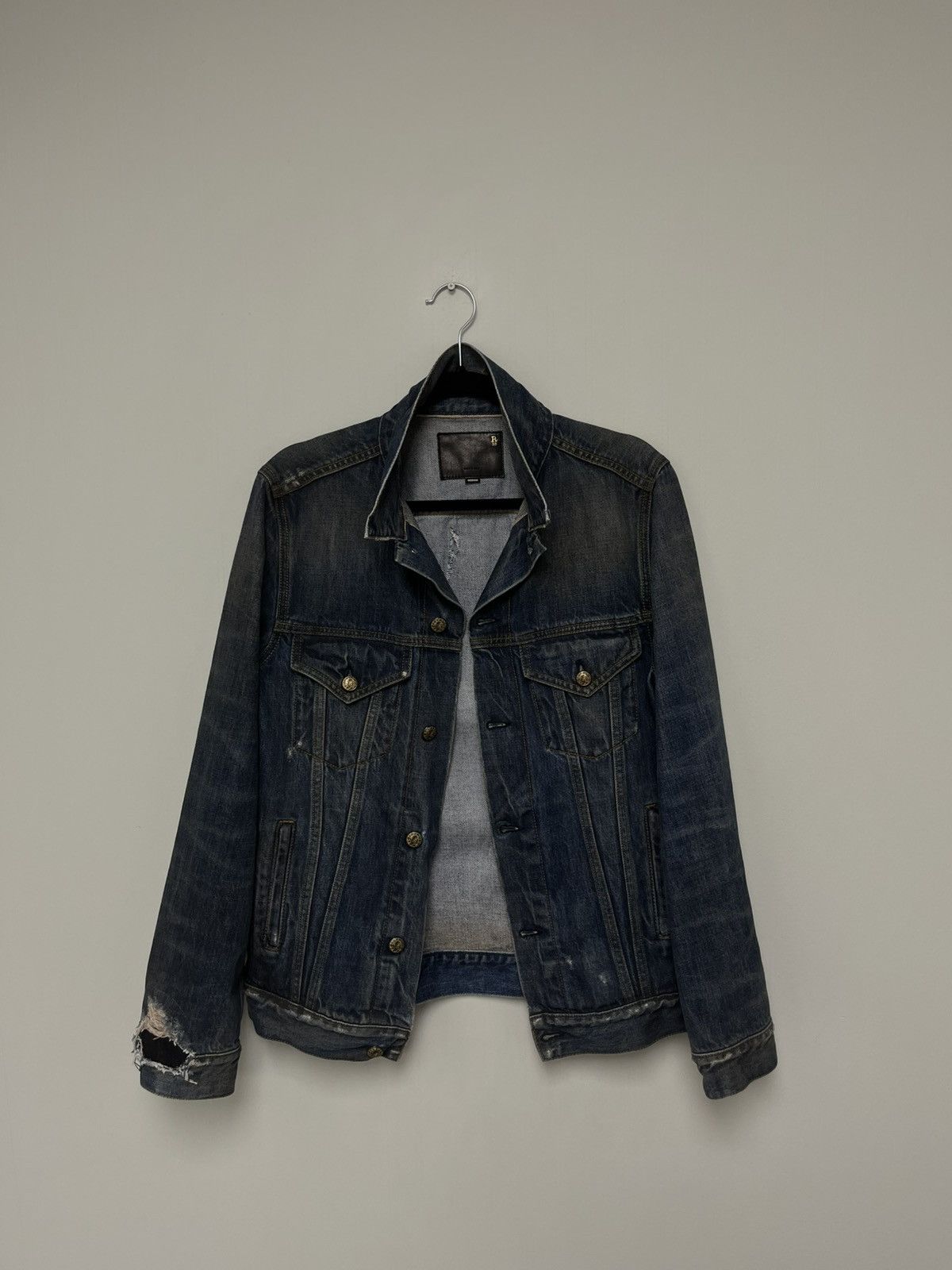 R13 Denim Trucker Distressed Jacket. Medium Size M / US 6-8 / IT 42-44 - 20 Thumbnail