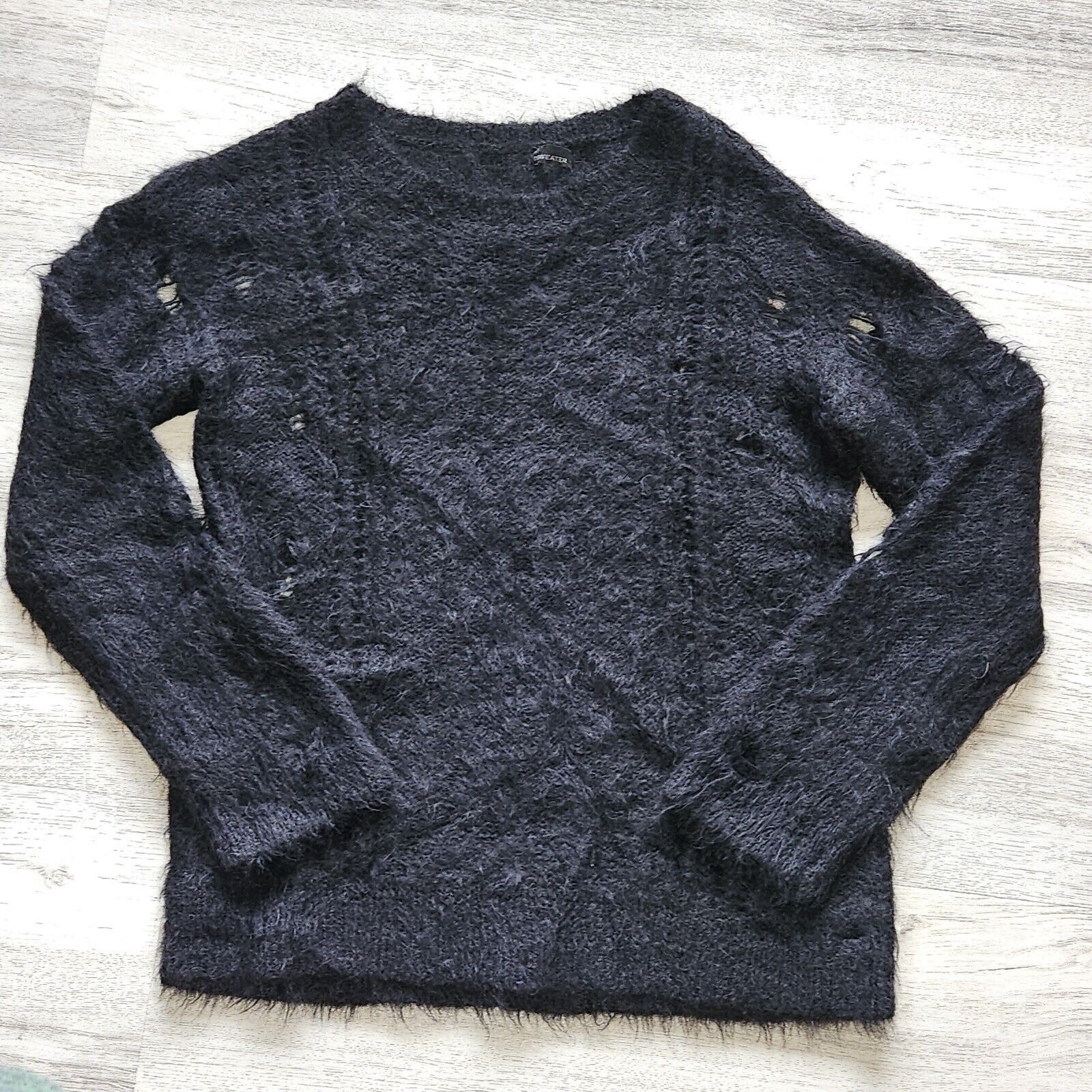 Designer 360 Sweater Alpaca Blend Womens Sz M Black 80s London Croche Size M / US 6-8 / IT 42-44 - 7 Thumbnail