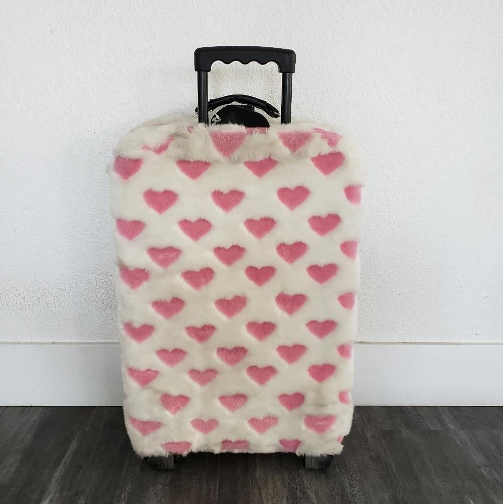 Designer White Pink Faith Knight Faux Fur M Luggage Size ONE SIZE - 2 Thumbnail
