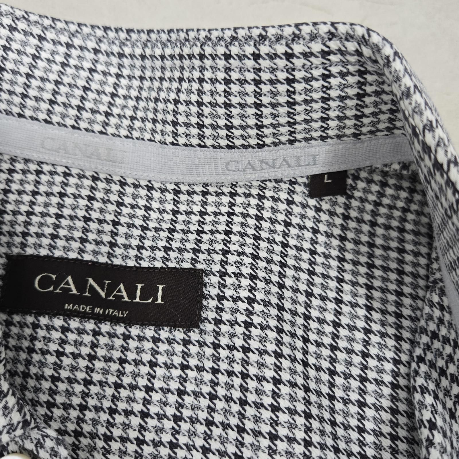 Canali Canali Shirt Men's Large Dress Houndstooth Button Down Size 42R - 8 Thumbnail