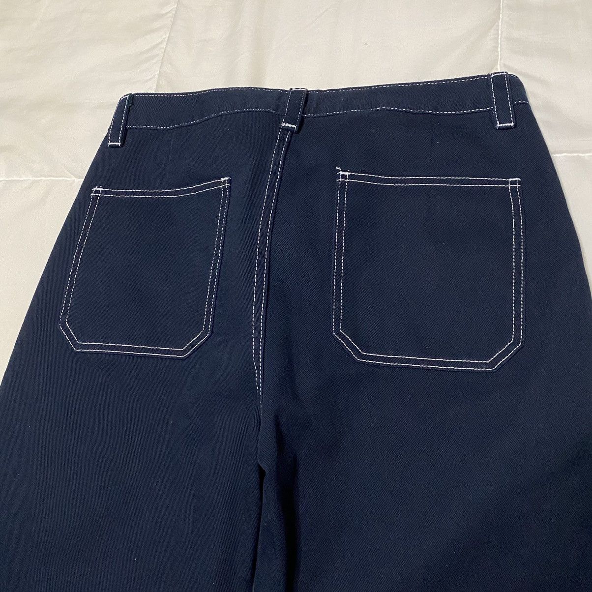 Forever 21 Dark Blue Contrast Stitch Carpenter Pants Size US 33 - 8 Thumbnail