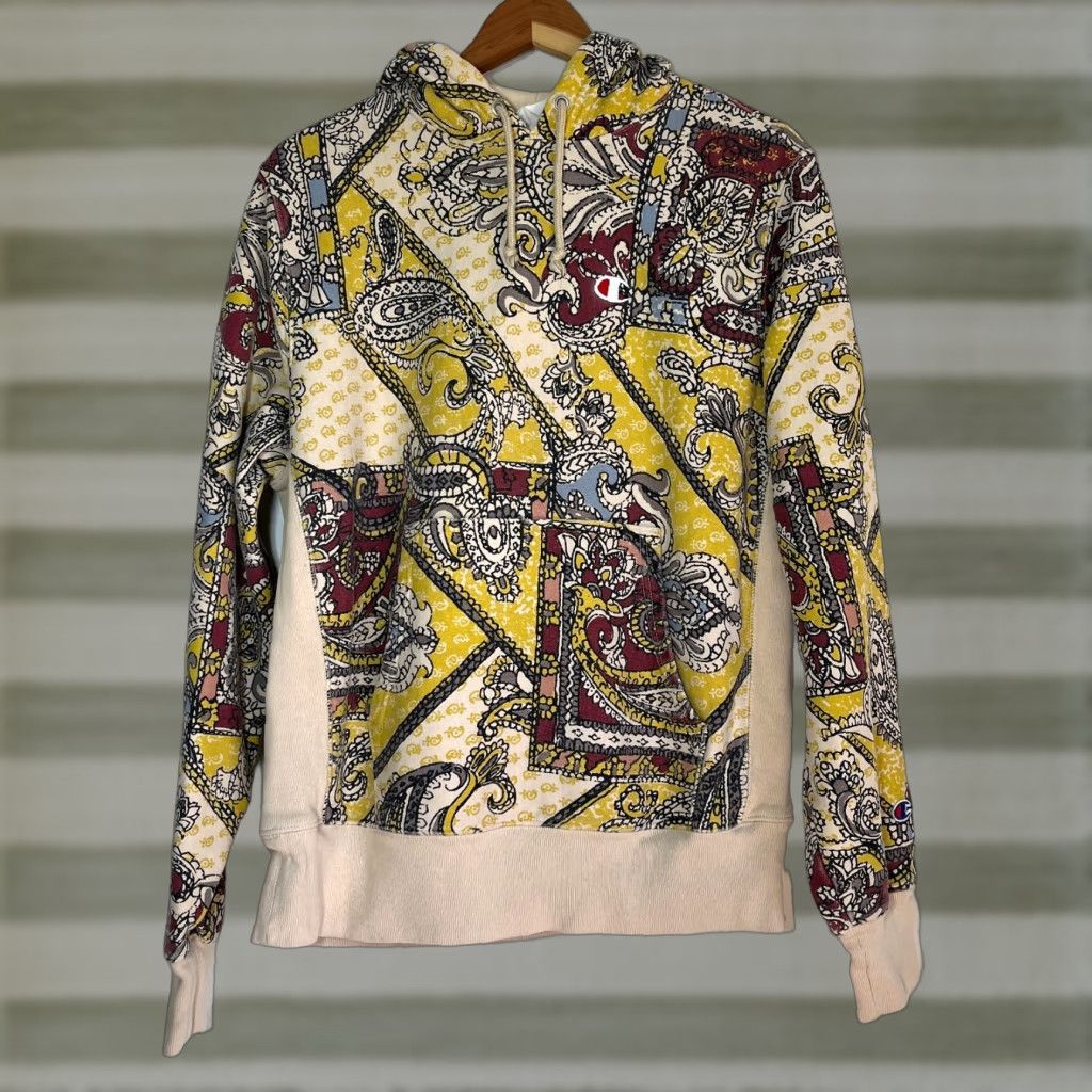 Champion Champion x Urban Outfitters Paisley Print Hoodie Men's M Front Pocket Hooded Pullover Multicolor 90s Style Reverse Weave Mens Size US M / EU 48-50 / 2 - 1 Thumbnail