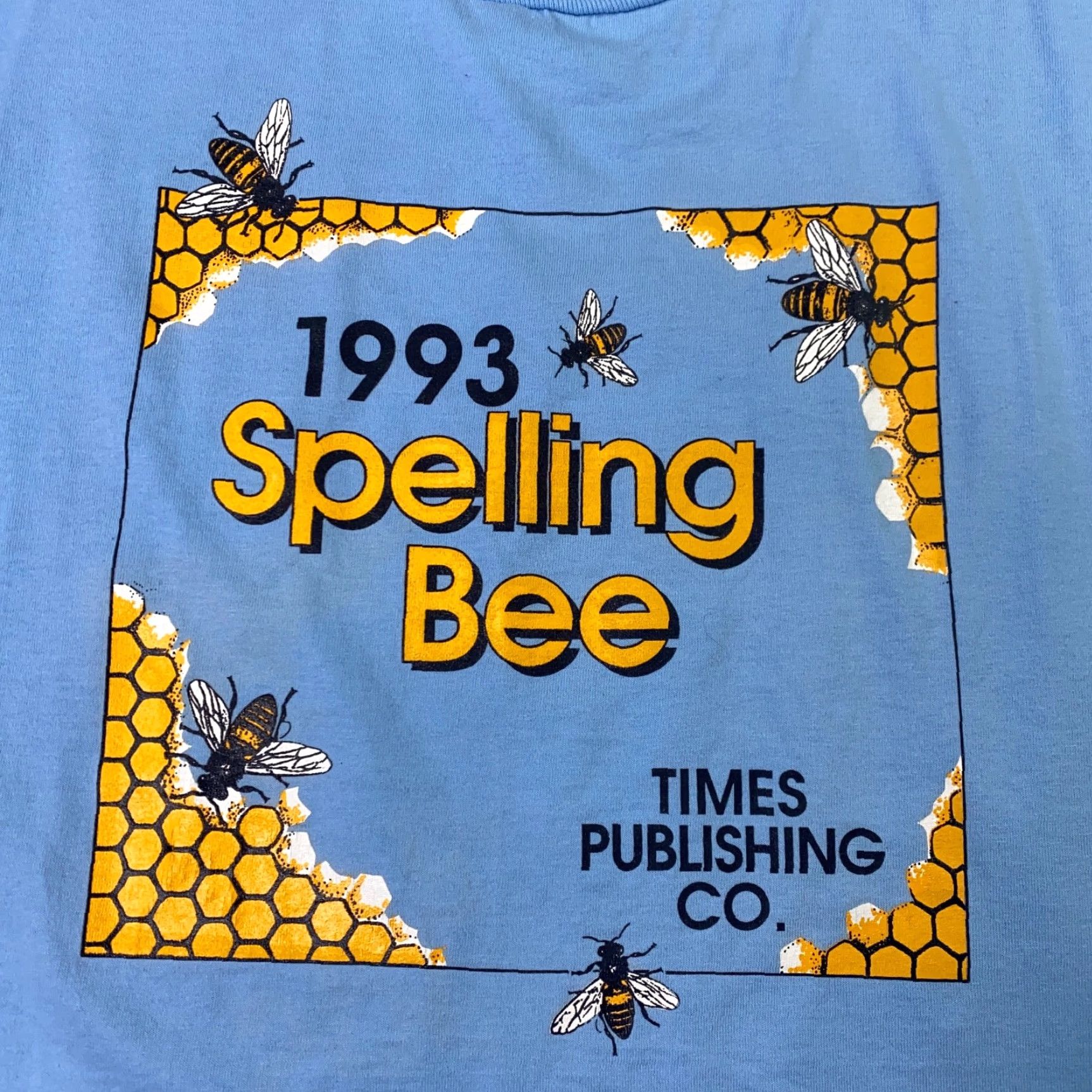 Vintage VINTAGE Spelling Bee Shirt Mens Large Blue 1993 Times Publishing Single Stitch - Nike? Size US L / EU 52-54 / 3 - 2 Thumbnail