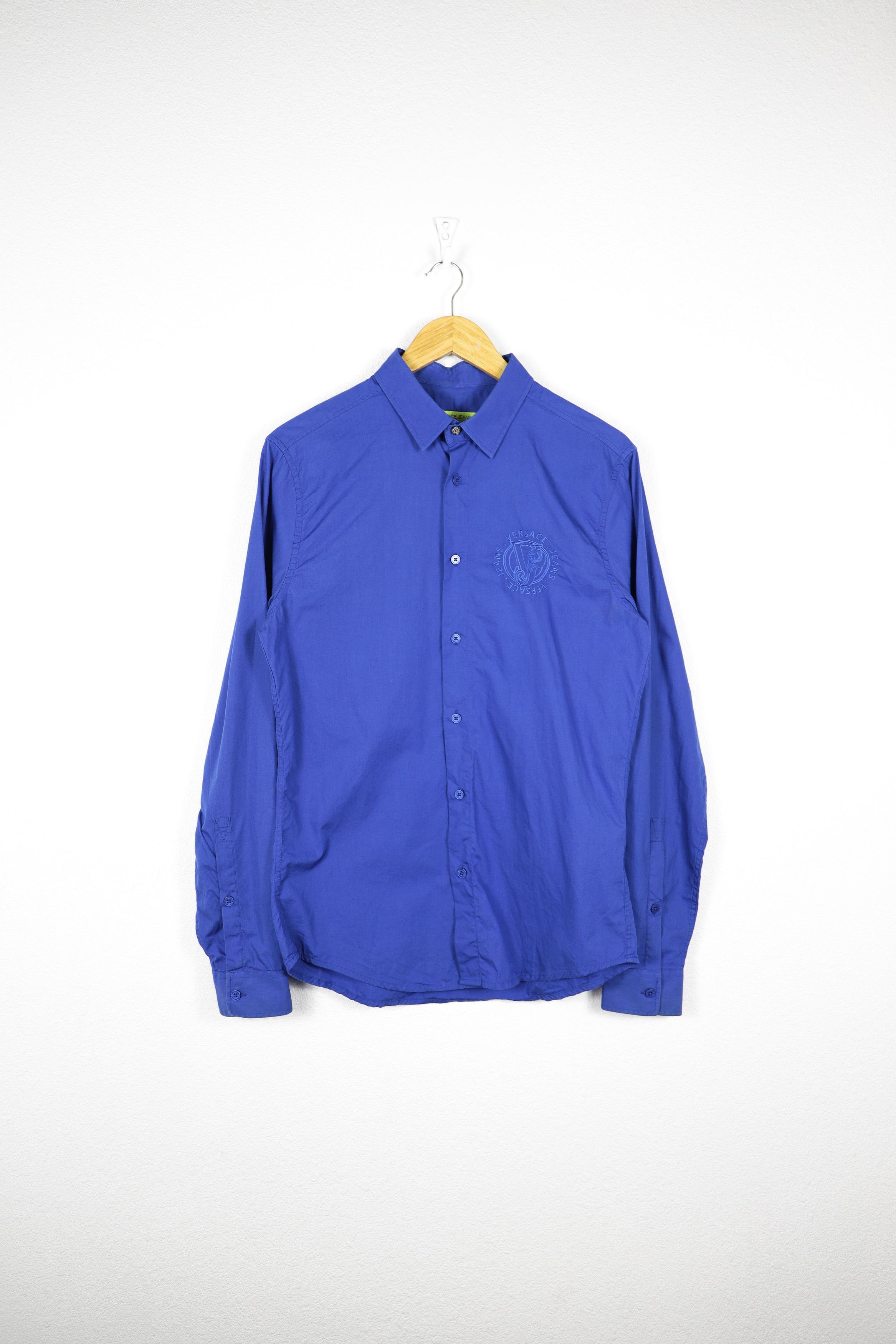 Versace Versace Classic VJ Tiger Logo Blue Button Long Sleeve Shirt Size US S / EU 44-46 / 1 - 1 Thumbnail