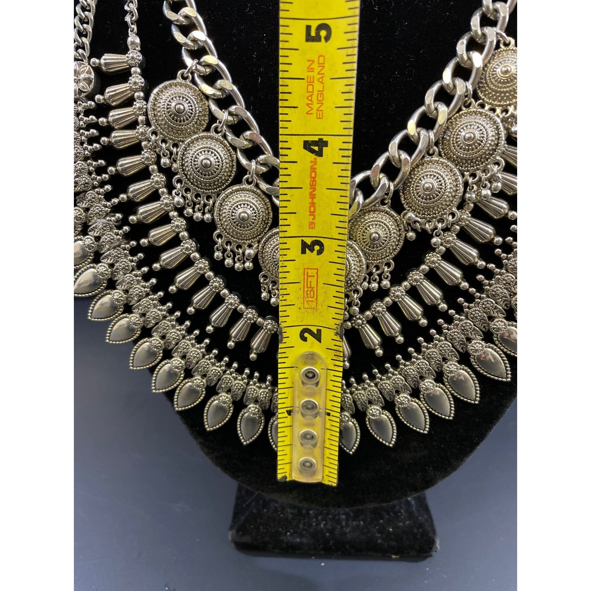 Other Vintage Women's Silvertone Bib Chain 3 layers Coin & Fringed Size ONE SIZE - 6 Thumbnail