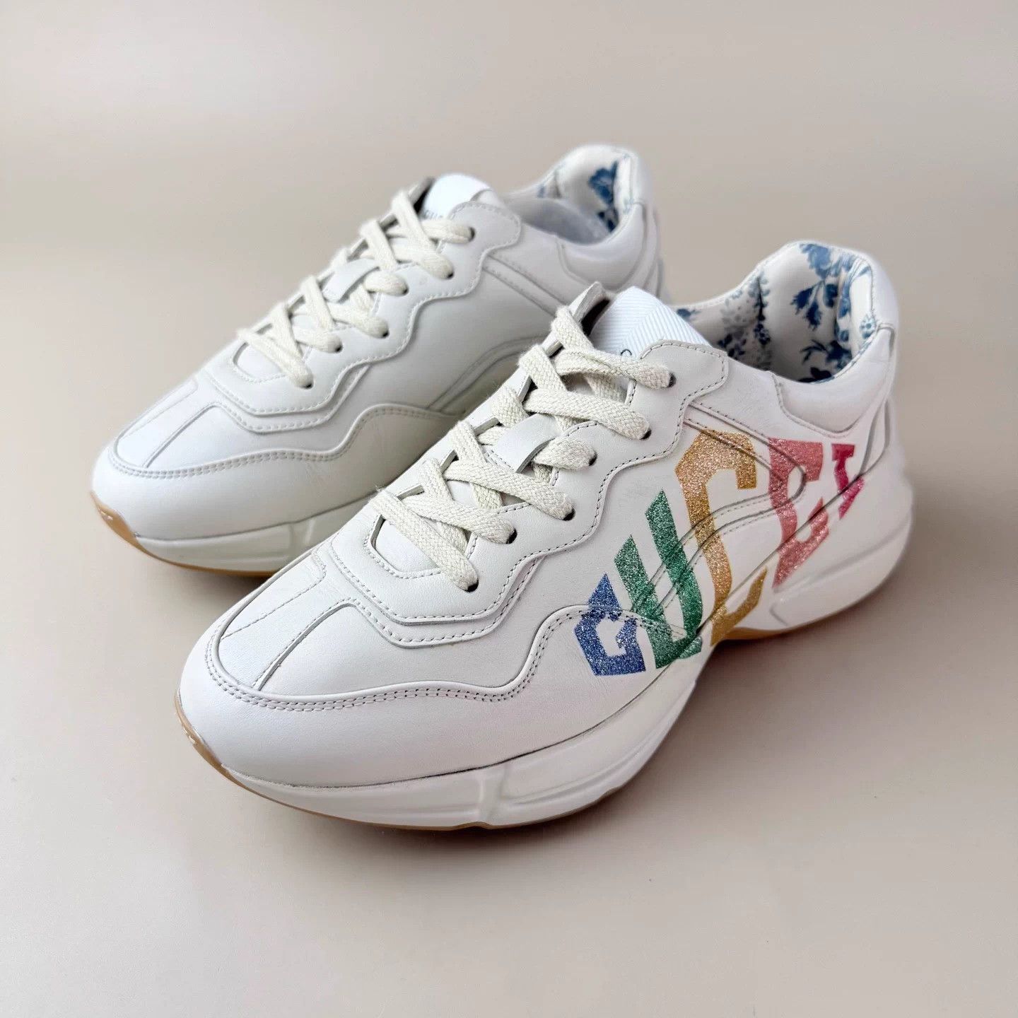 Gucci GUCCI rainbow logo print dad shoes EU35 Size US 4 / IT 34 - 1 Thumbnail