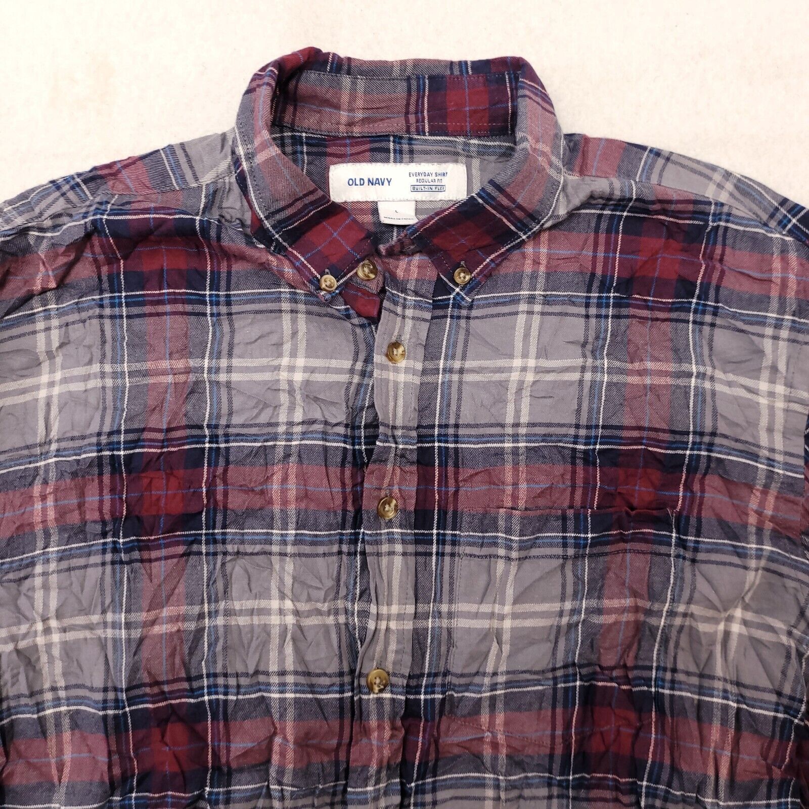 Old Navy Old Navy Tartan Flannel Shirt Mens Size Large Gray Blue Red Size US L / EU 52-54 / 3 - 1 Thumbnail
