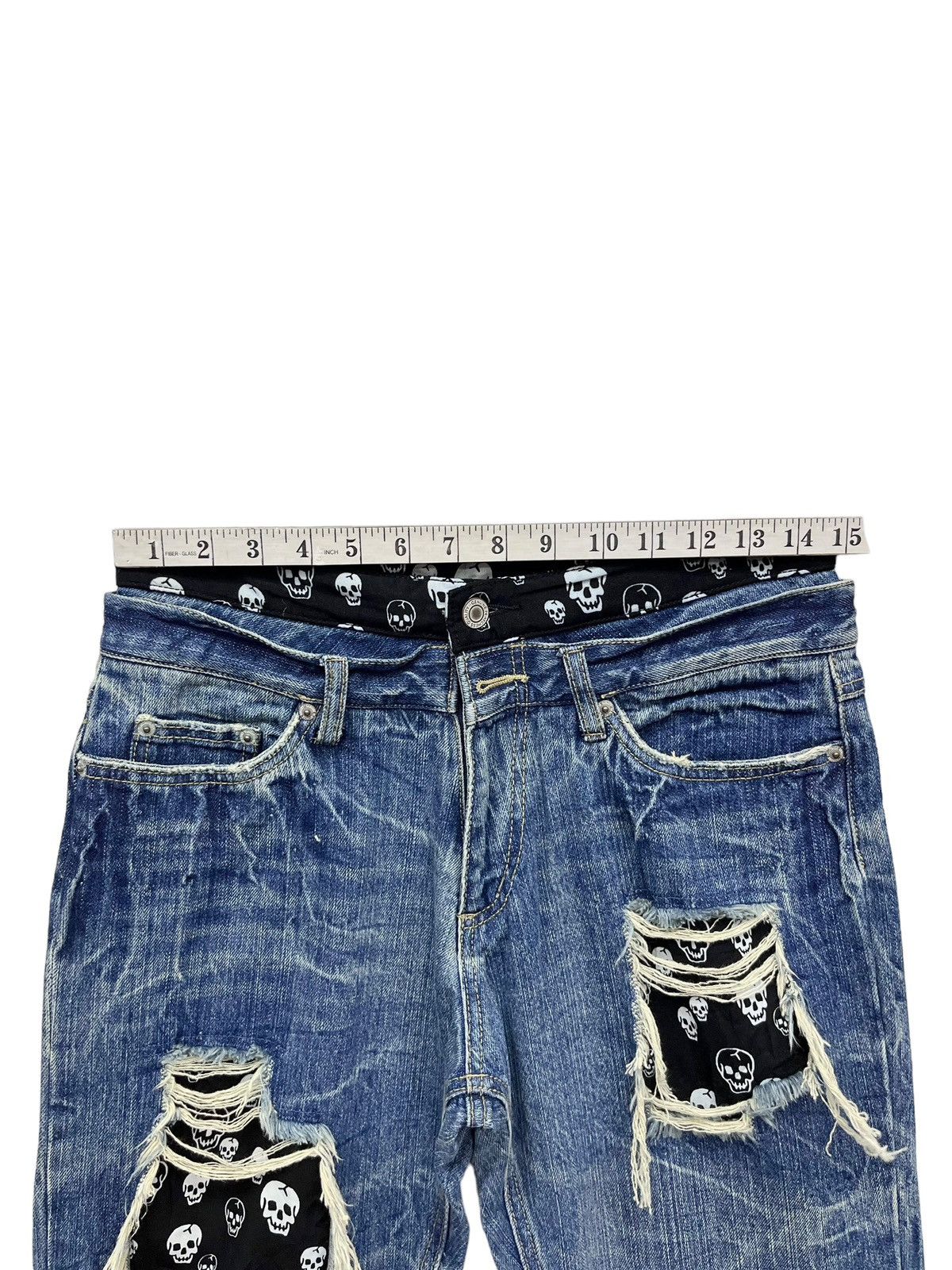 Vintage 💀PLAYCHESS Skulls Grunge Double Waist Distressed Denim Size US 29 - 12 Thumbnail