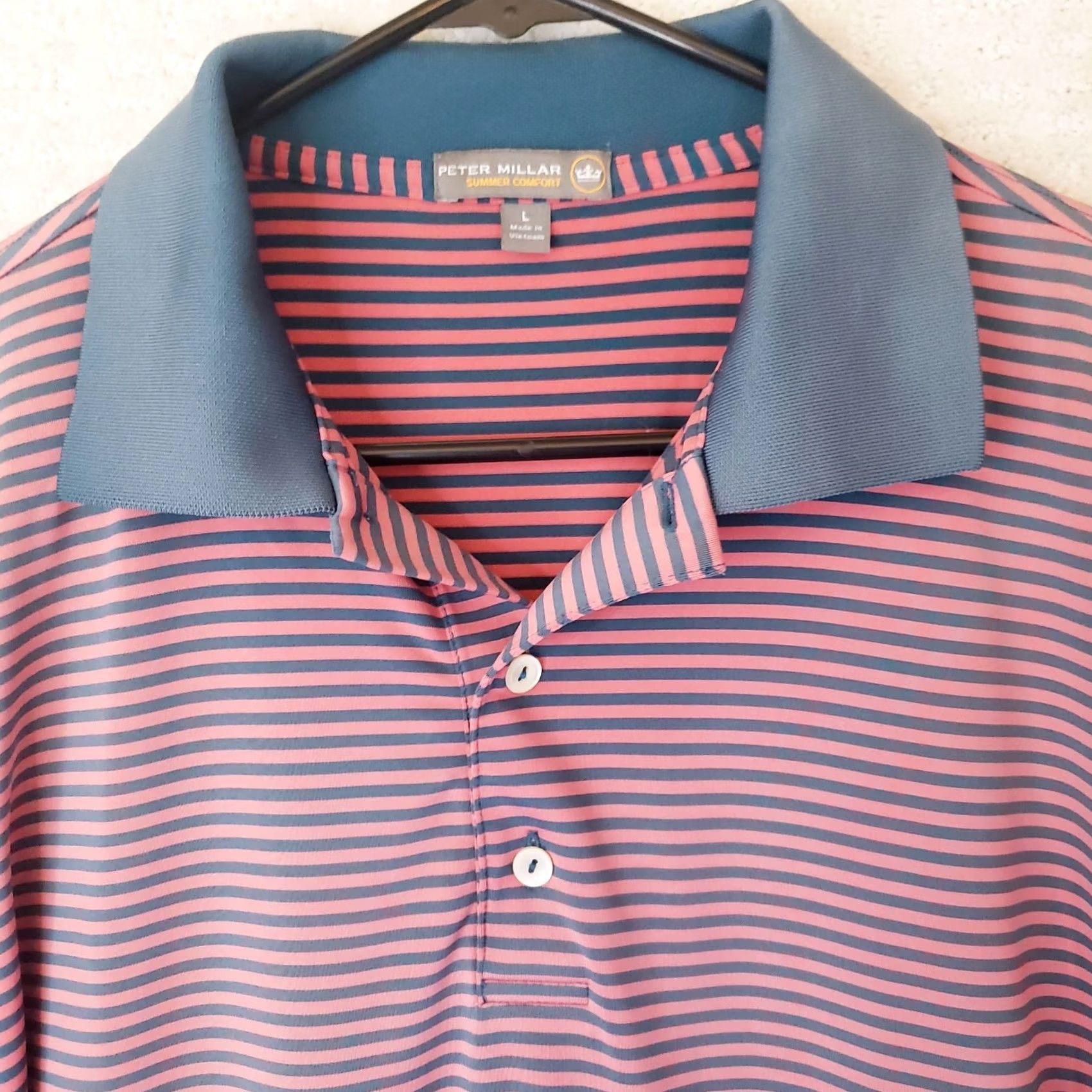 Peter Millar Peter Millar Polo Shirt L Mens Summer Comfort Pink Blue Striped Golf Short Sleeve Size US L / EU 52-54 / 3 - 5 Thumbnail