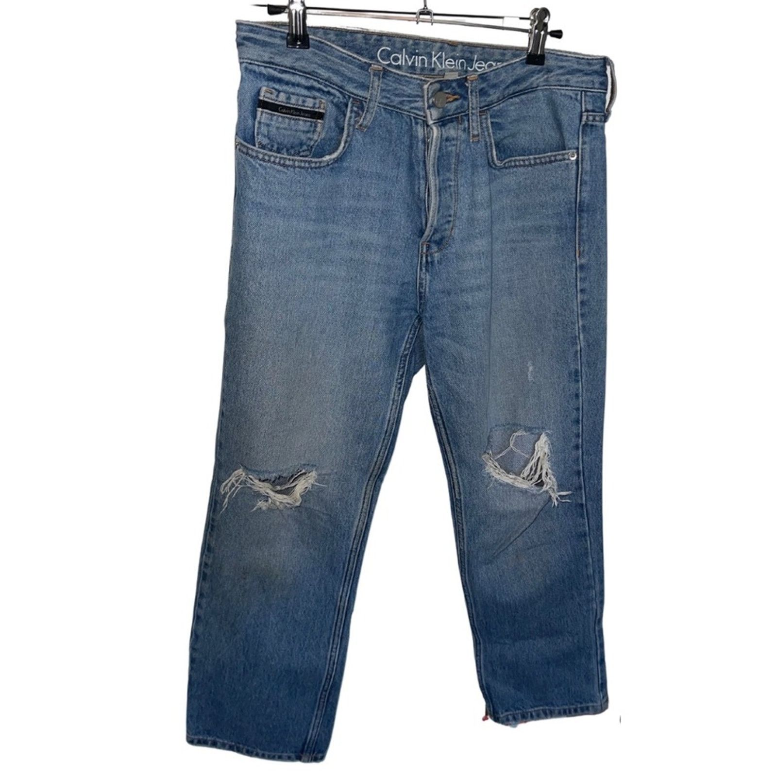 Calvin Klein Denim Jeans Mid Rise distressed Capri 27 Casual Streetwear Size 27" / US 4 / IT 40 - 1 Thumbnail
