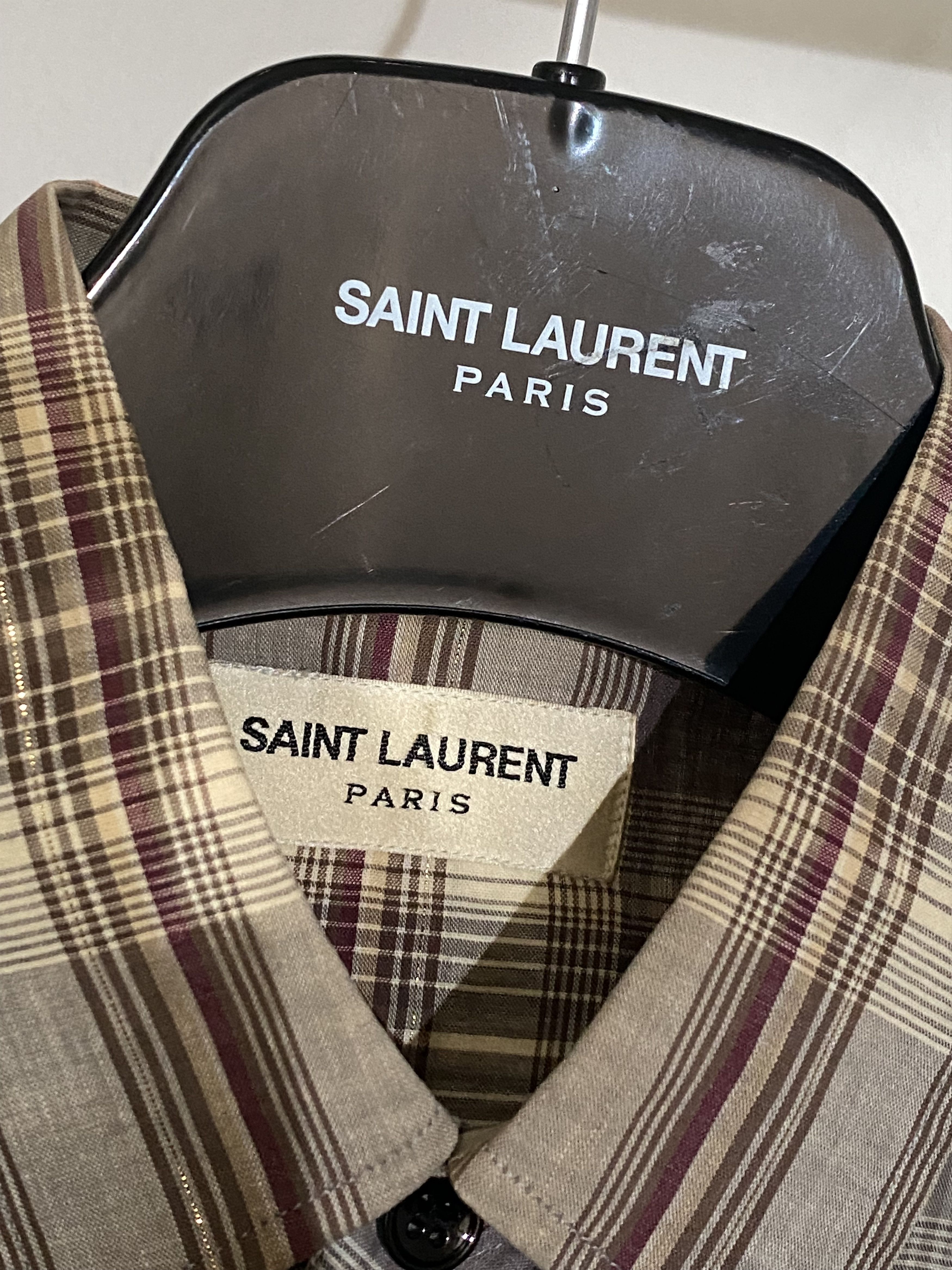2015 Hedi Slimane size 38 Gold Thread Striped Shirt, view 4