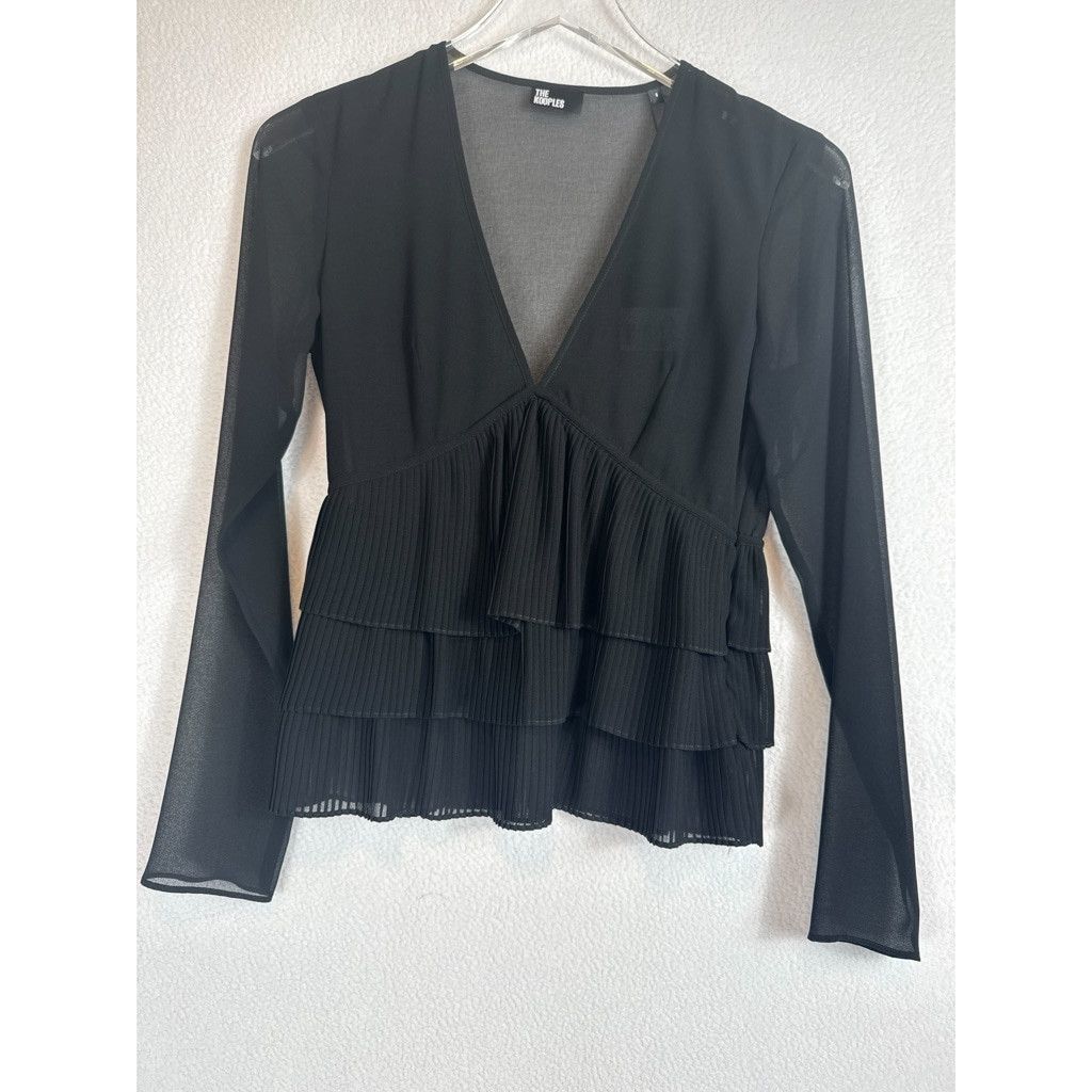 The Kooples NWT The Kooples Black Pleated V-Neck Top Size XS $215 Size XS / US 0-2 / IT 36-38 - 4 Thumbnail