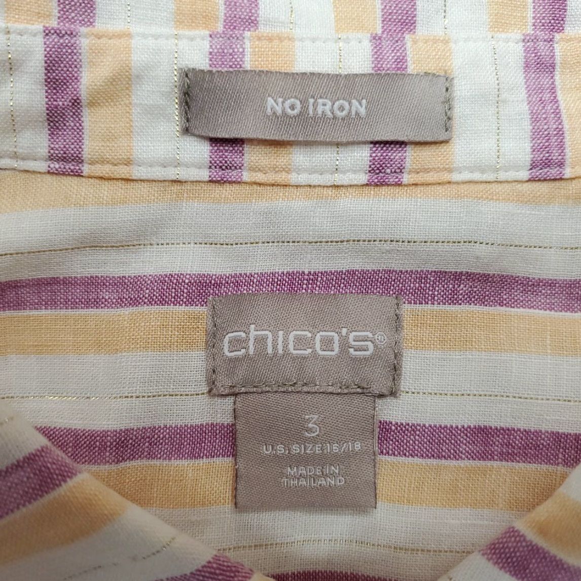 Vintage Chicos Shirt Womens XL Purple Striped 100% Linen Button-Up Long Sleeve Casual Comfort Basic Shirt Womens XL Purple Striped Linen Button-Up Shirt Size XL / US 12-14 / IT 48-50 - 3 Thumbnail