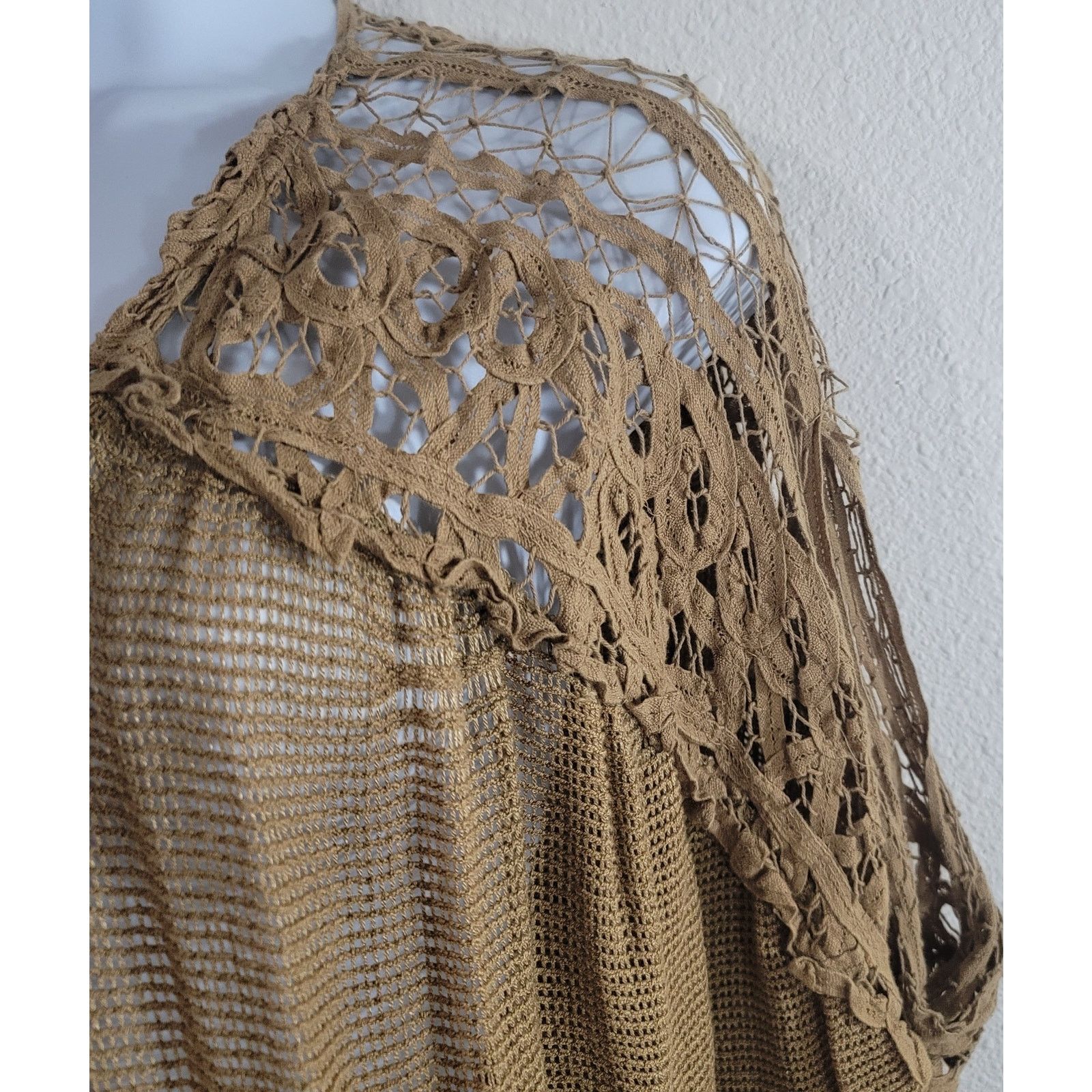BKE By Bke Brown Gold Draped Open Front Knit Cardigan One Size Size ONE SIZE - 2 Thumbnail