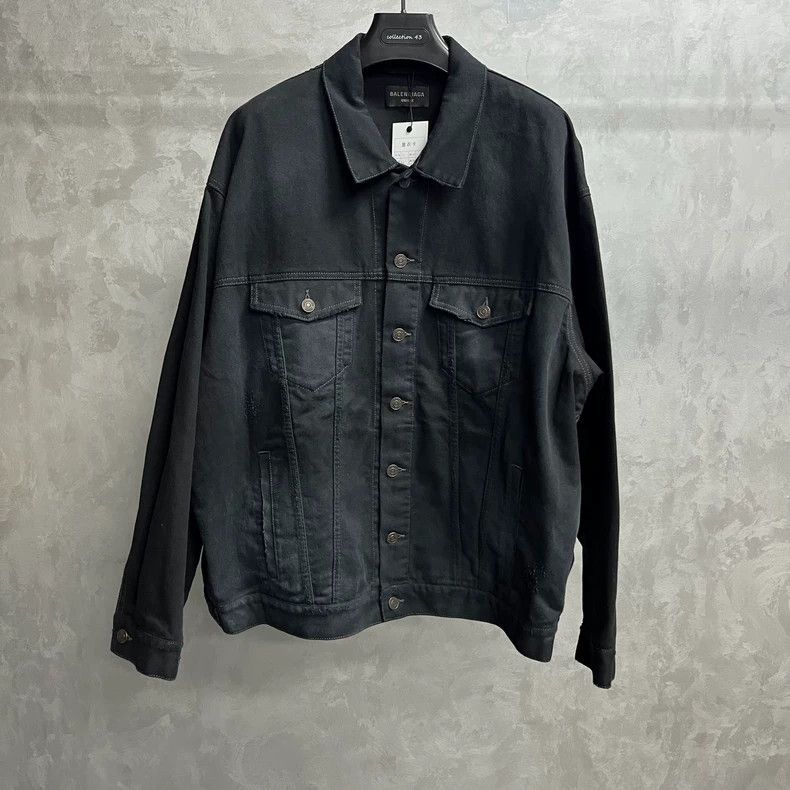 Balenciaga Black Print Button-Up Long Sleeve Jacket