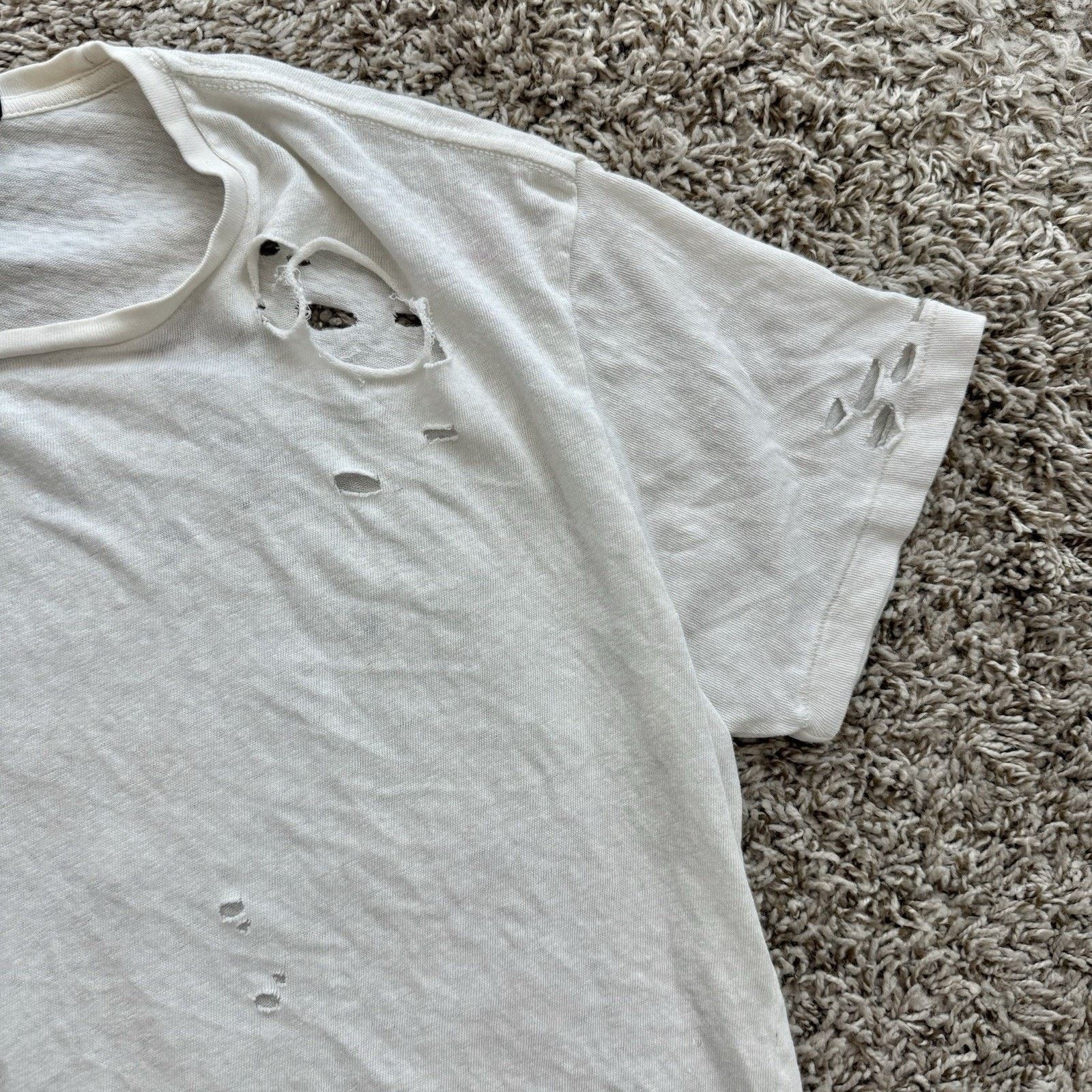 R13 $295 R13 Destroyed Boy T-Shirt Off White EcruJapanese Fabric Size US S / EU 44-46 / 1 - 9 Thumbnail