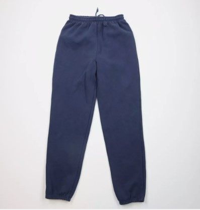 Vintage Vintage 90s Streetwear Blank Cuffed Sweatpants Joggers Blue Size US 36 / EU 52 - 1 Thumbnail