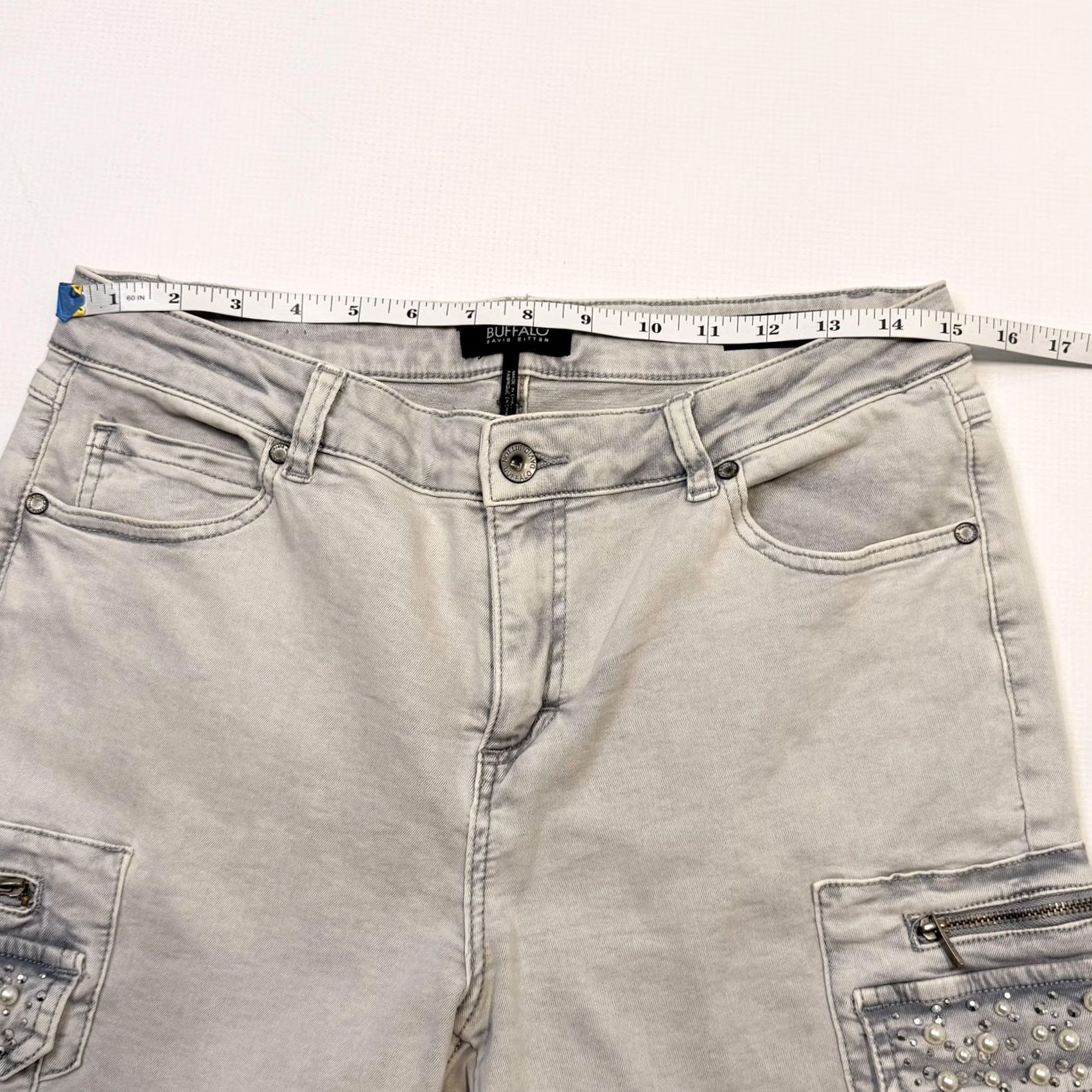 Buffalo David Bitton Buffalo David Bitton Jeans Womens 32 Gray Harlow Skinny Cargo Beaded Stretch* Size 24" / US 00 / IT 34 - 7 Thumbnail