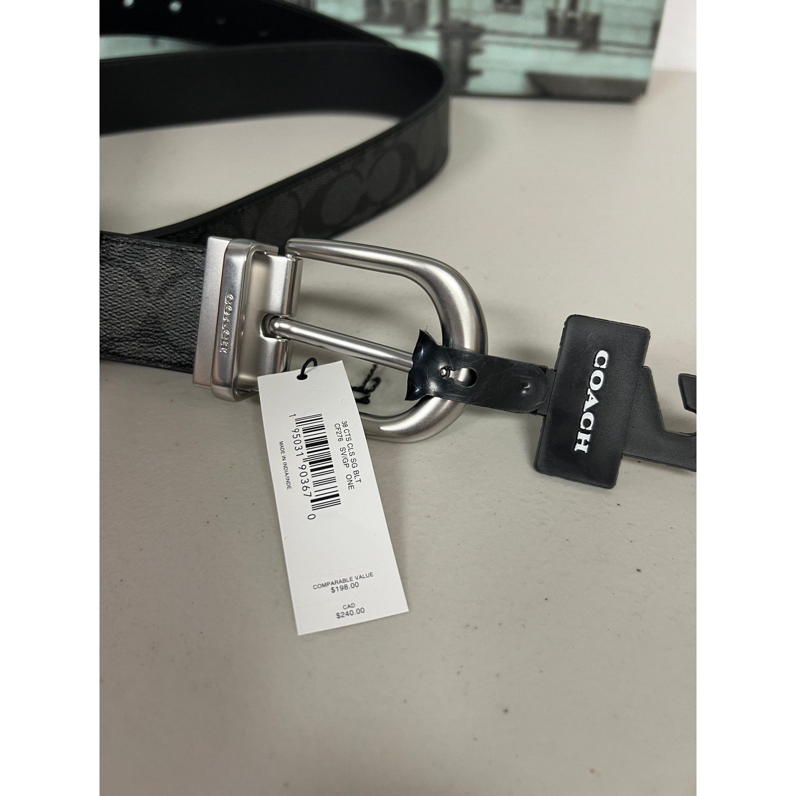 Coach Coach CF276 Classic Buckle Cut To Size Belt 38Mm in Graphite Size ONE SIZE - 6 Thumbnail