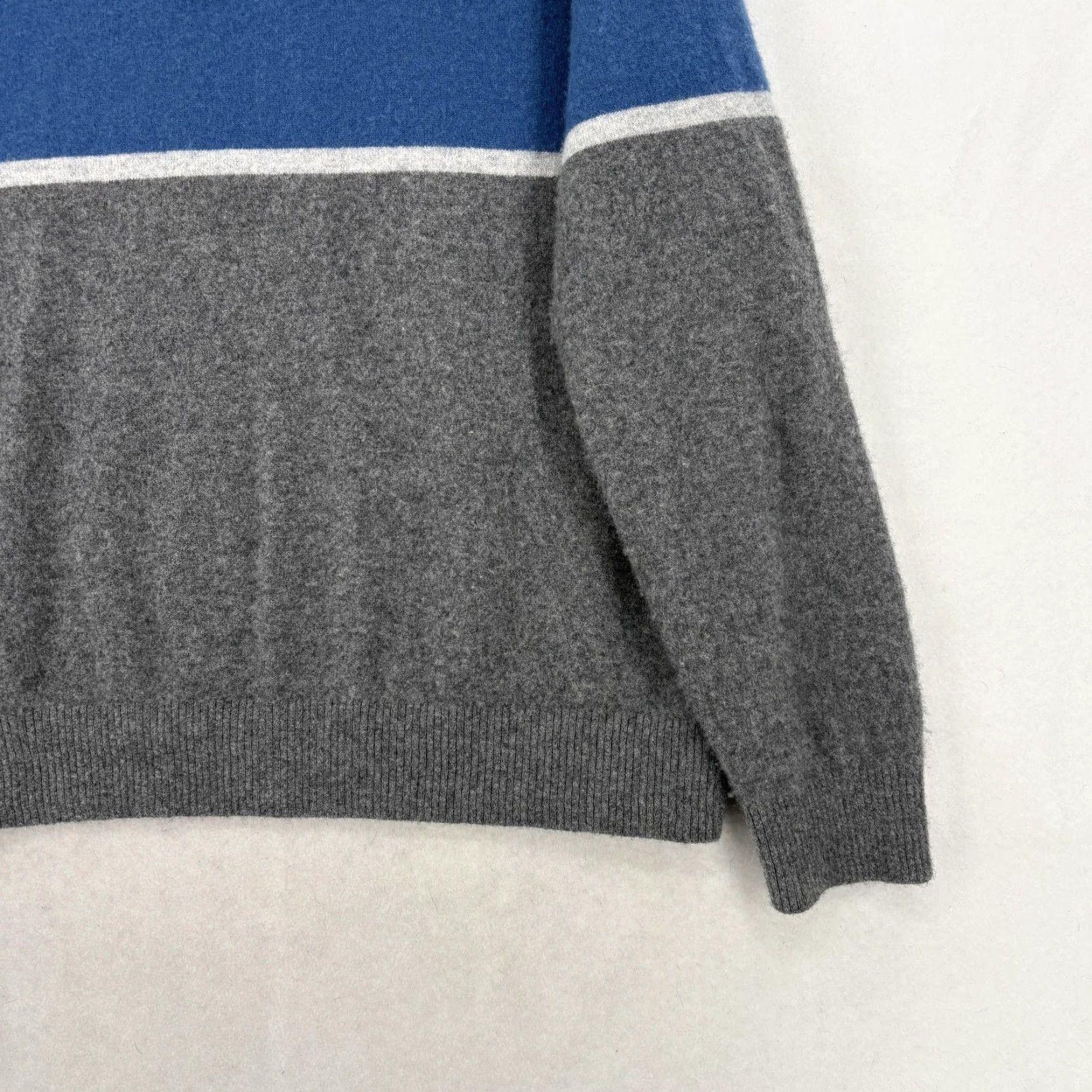 Lands' End Lands' End Sweater Mens XL Gray 1/4 Zip Mock Neck Striped Knit Cashmere Cozy Regular Fit People - Note: Original includes Leather; Kay. Size US XL / EU 56 / 4 - 3 Thumbnail