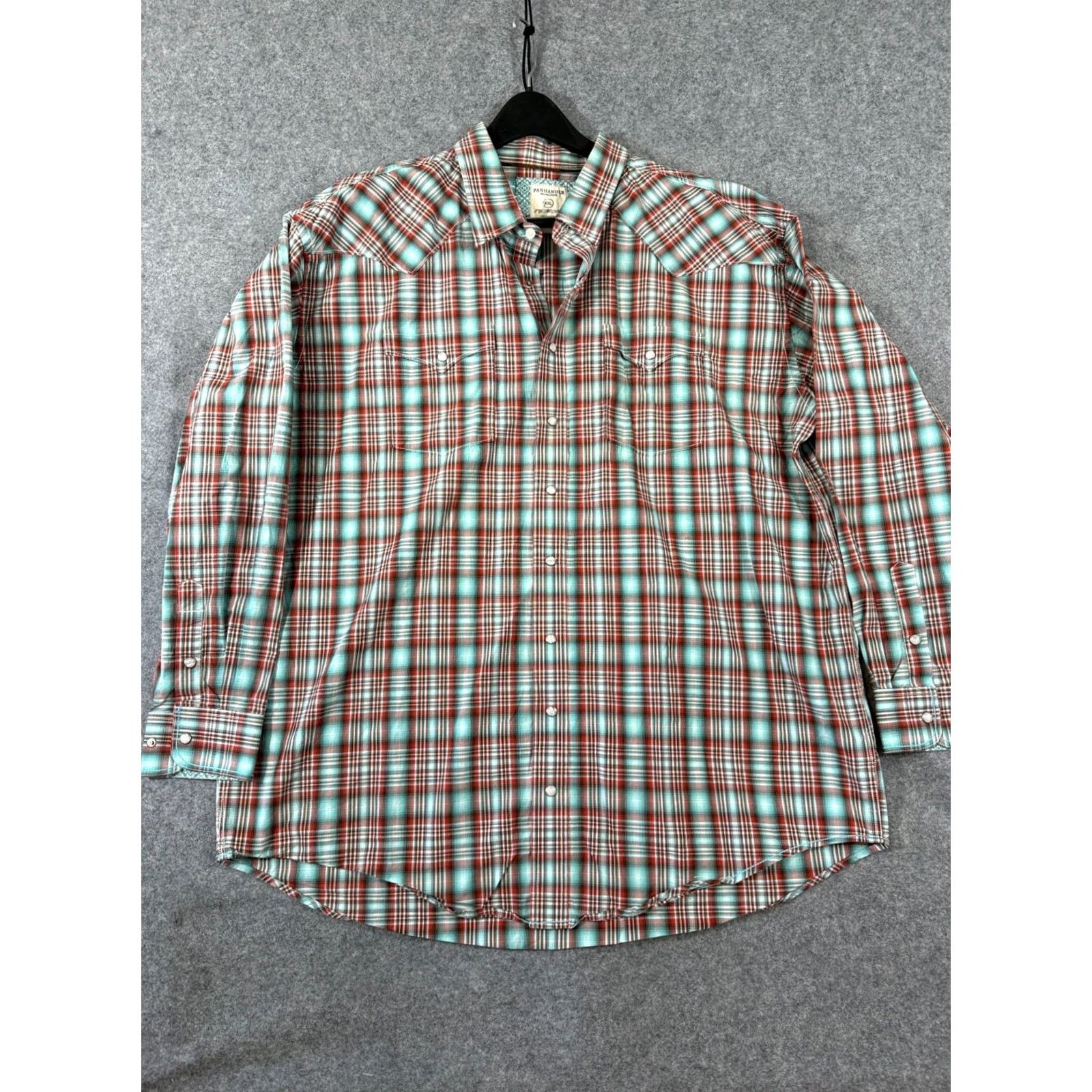 Vintage Panhandle Slim Rough Stock Western Shirt Mens 2XL Red Blue Plaid Pearl Snap Long Sleeve Pockets Size US XXL / EU 58 / 5 - 2 Thumbnail