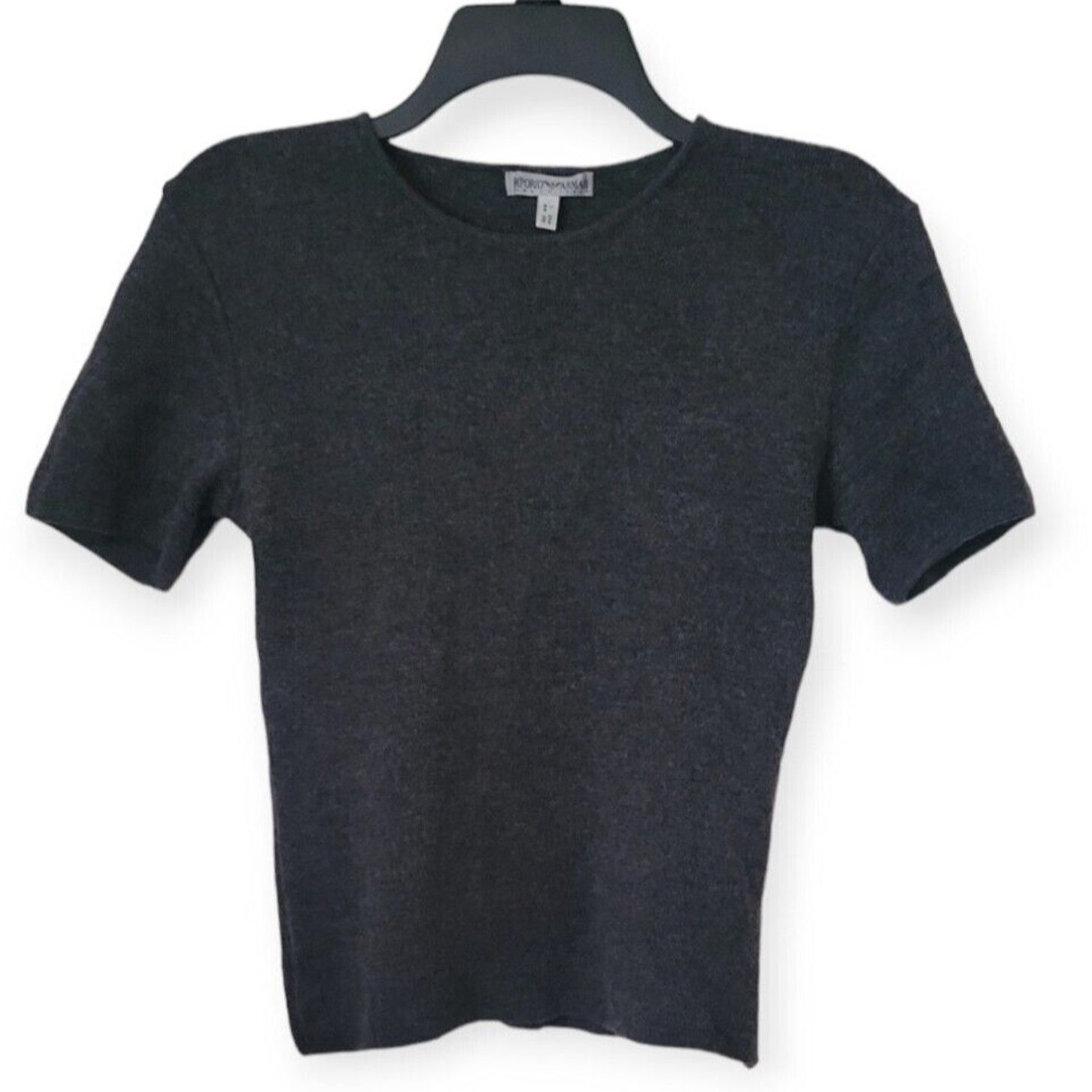 Emporio Armani Emporio Armani Dark Grey Women Ribbed Tee Size EU44 / US 28 Size L / US 10 / IT 46 - 1 Thumbnail