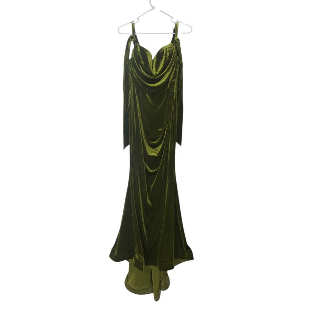 Other Faeriesty Green Long Formal Gown Dress Velvet Sleeveless 1X Size XL / US 12-14 / IT 48-50 - 10 Thumbnail