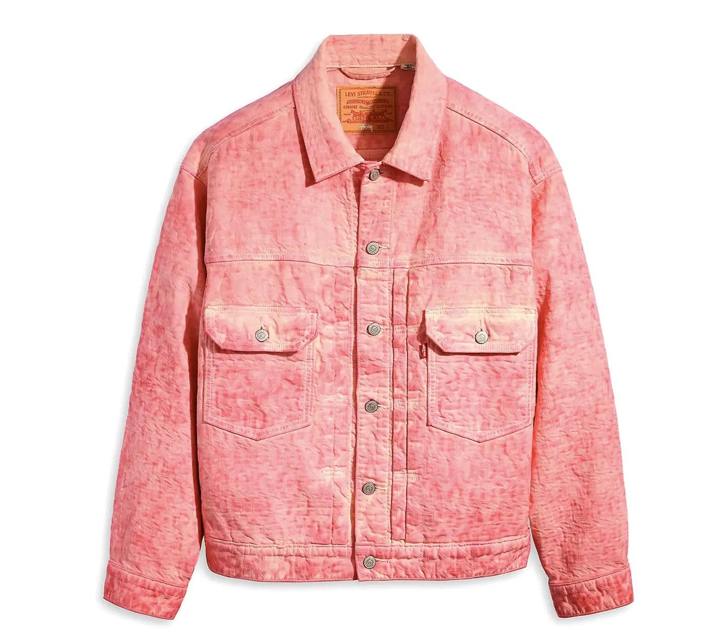 image of Levis x Stussy Stüssy X Levi’S Jacquard Trucker Jacket Pink, Men's (Size XS)