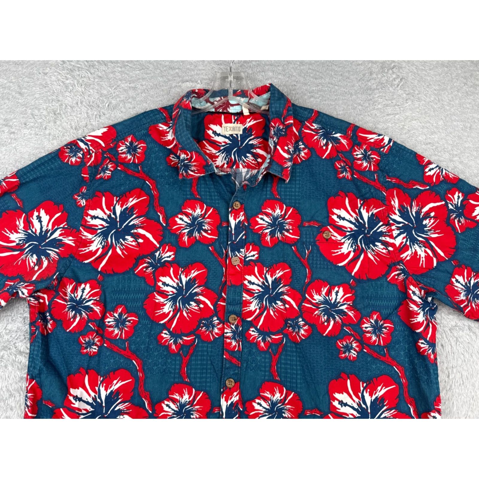Vintage Te Aito Shirt Men 3XL Blue Floral Hibiscus Hawaiian Button-Up Cotton Shirt Adults 3XL Te Aito Men Hawaiian Shirt Blue Floral Short Sleeve Size US XXL / EU 58 / 5 - 4 Thumbnail