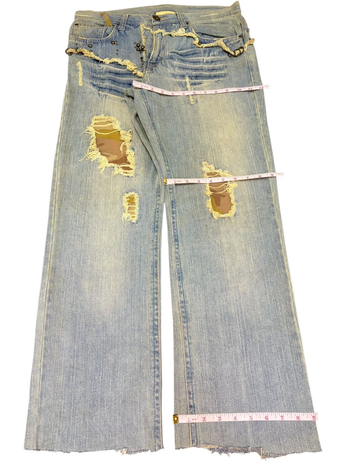 Le Grande Bleu (L.G.B.) Vintage Japanese Brand Pierced Studded Distress Baggy Jeans Size US 33 - 8 Thumbnail