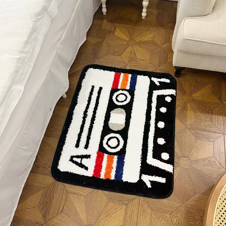Vintage Tufted Area Rug Cassette Tape Graphic Durable Non-Slip Size ONE SIZE - 5 Thumbnail