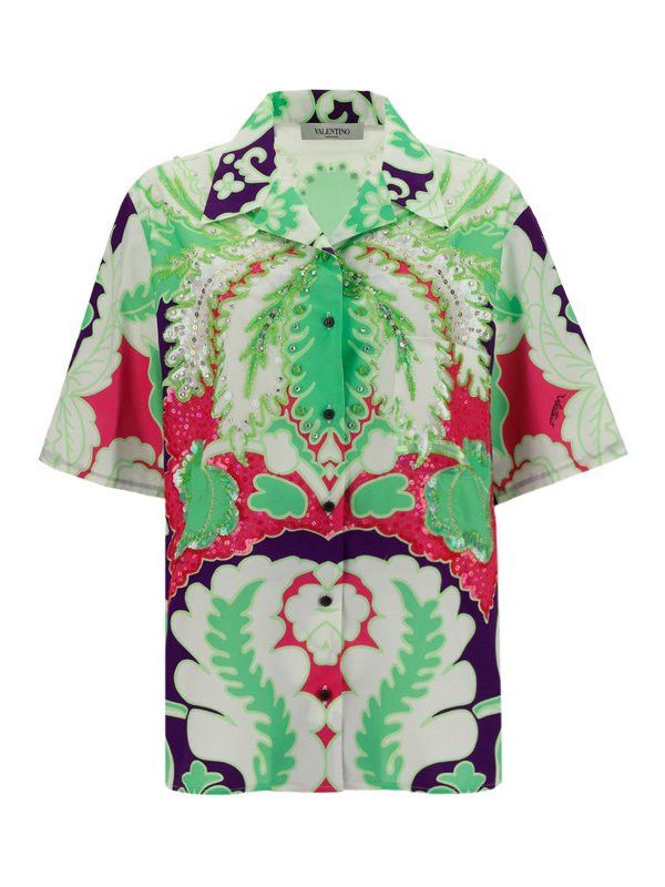 Valentino o1y0326 Floral-Print Shirt in Multicolor Size XS / US 0-2 / IT 36-38 - 1 Thumbnail