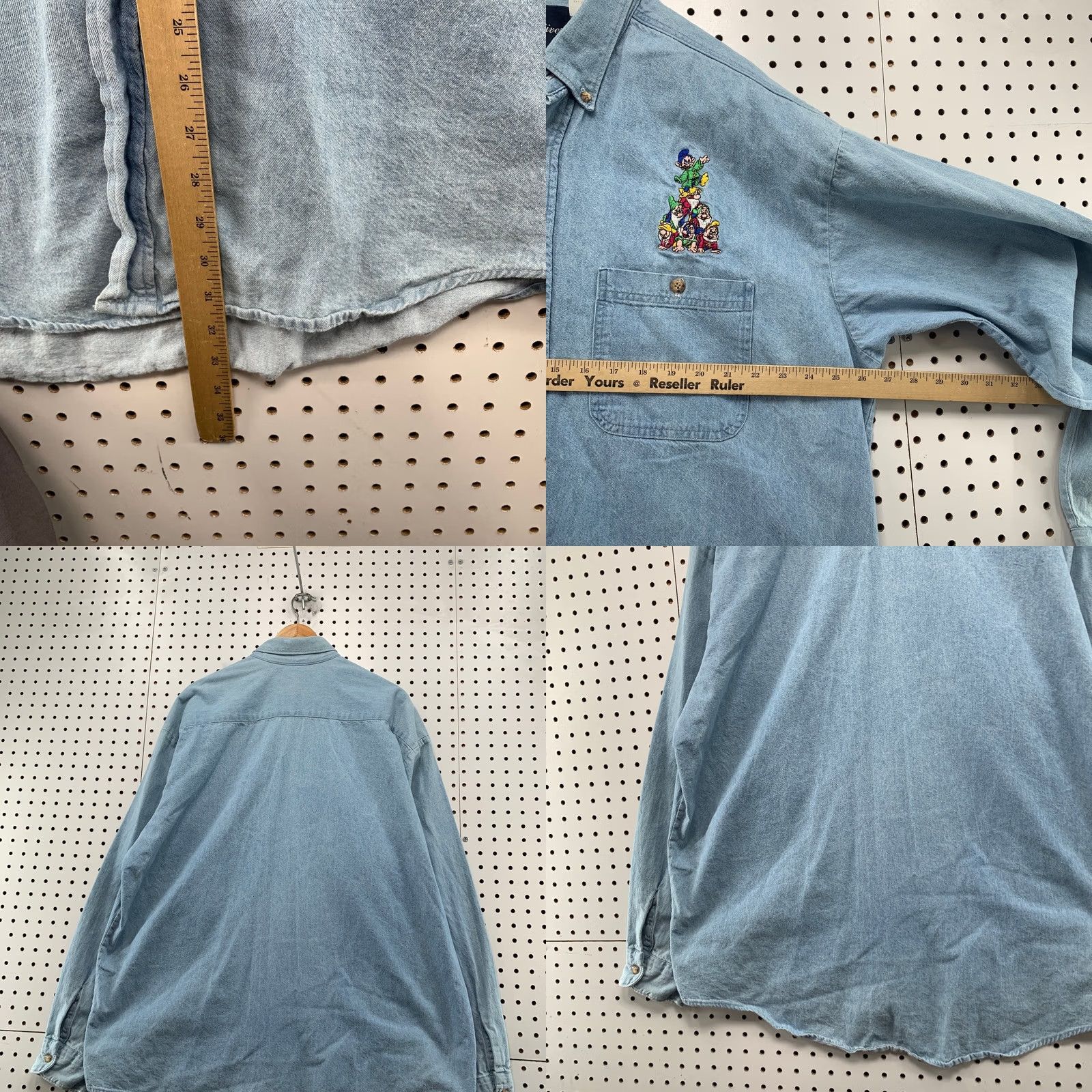 Disney VINTAGE Disney Seven Dwarfs Denim Button Shirt Mens XL Blue Long Sleeve USA Size US XL / EU 56 / 4 - 9 Thumbnail